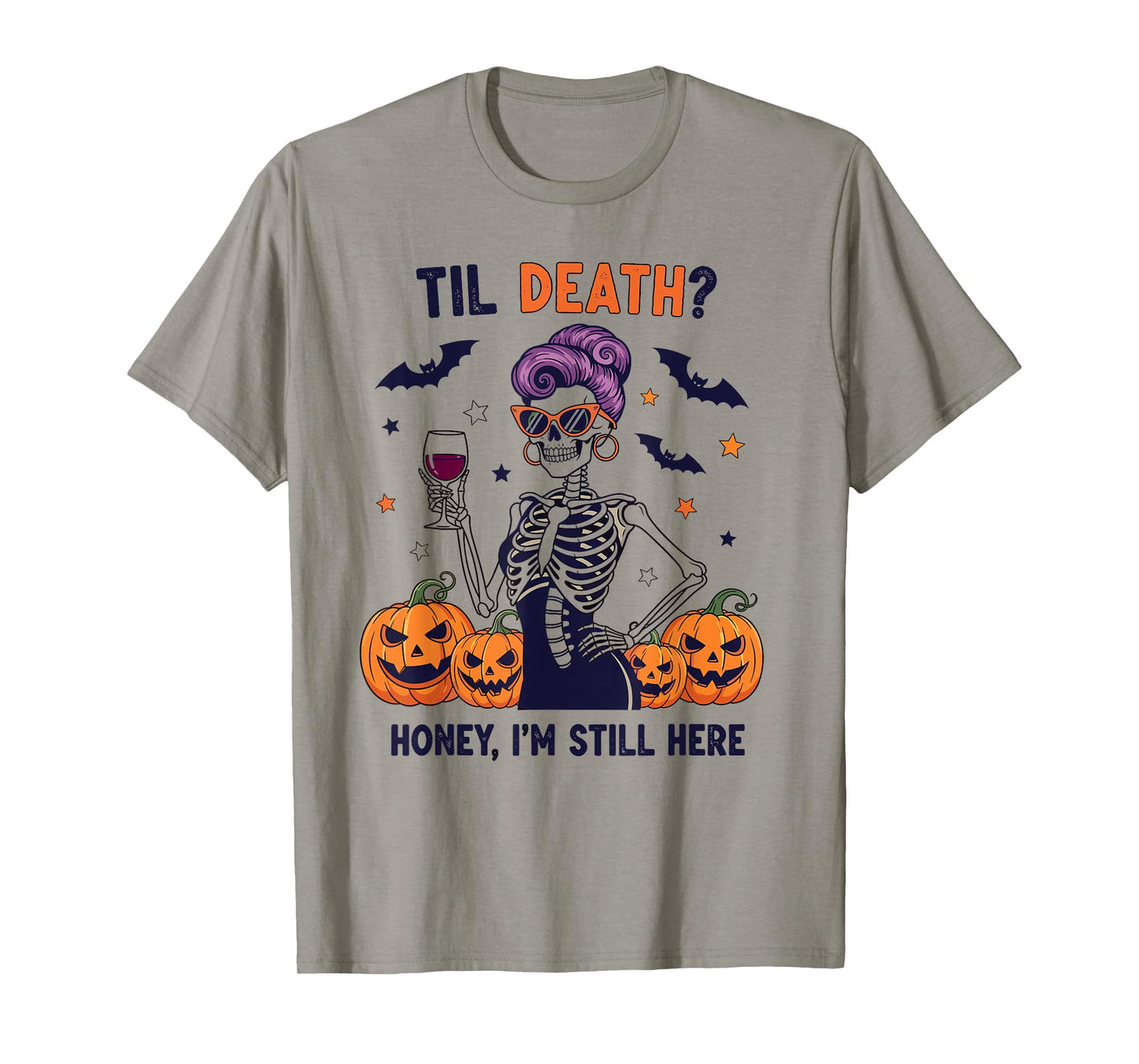 Funny Skeleton Halloween Design for Wine and Pumpkin Fans T-Shirt
