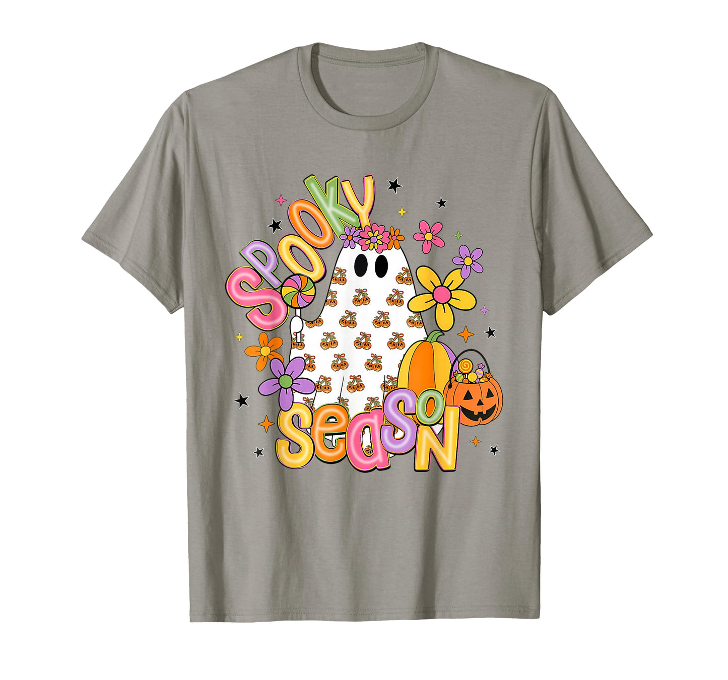 Cute Halloween Floral Ghost Spooky Season Girls Women Kids T-Shirt
