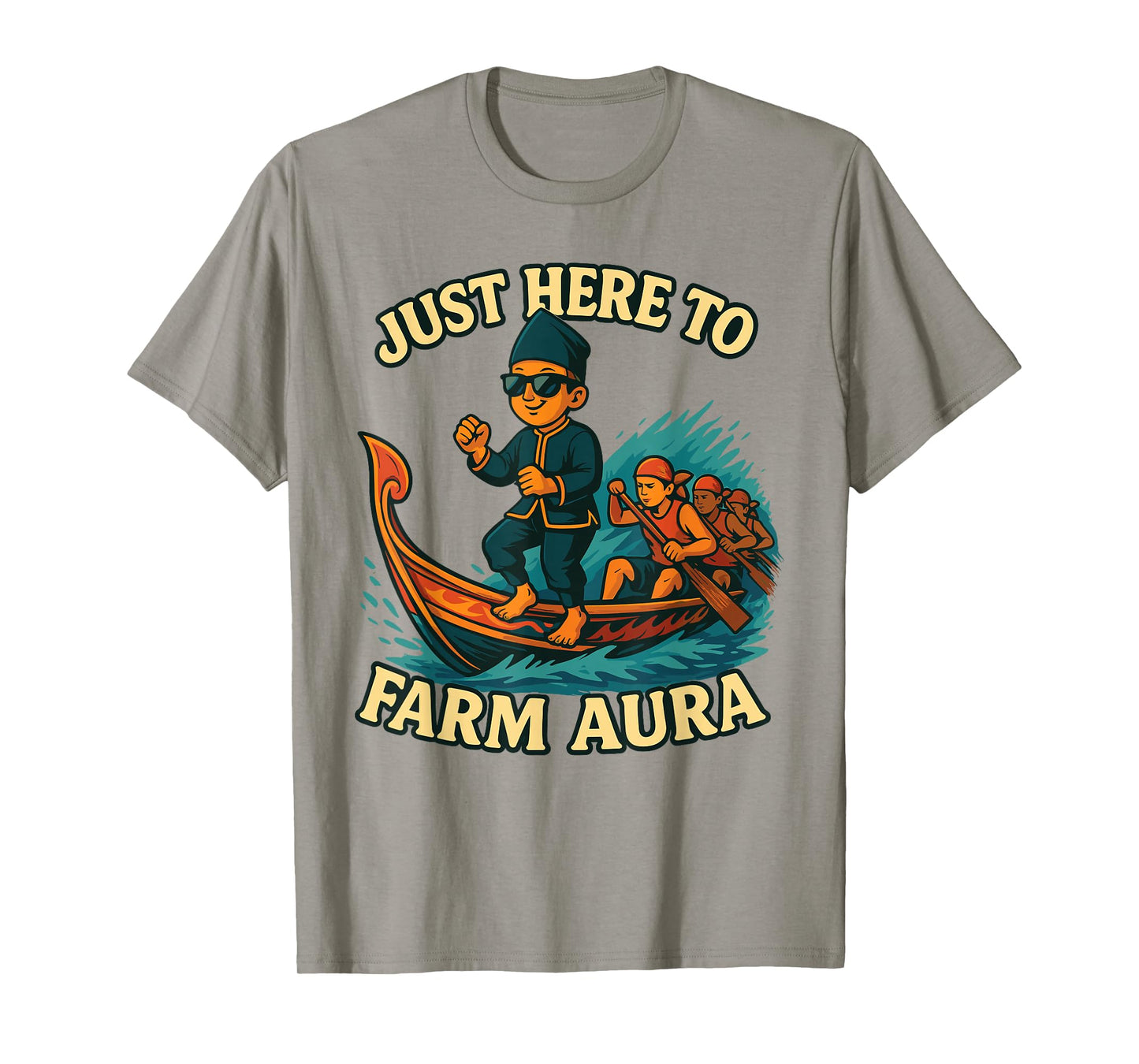Just Here to Farm with Aura Aura Farming Boat T-Shirt