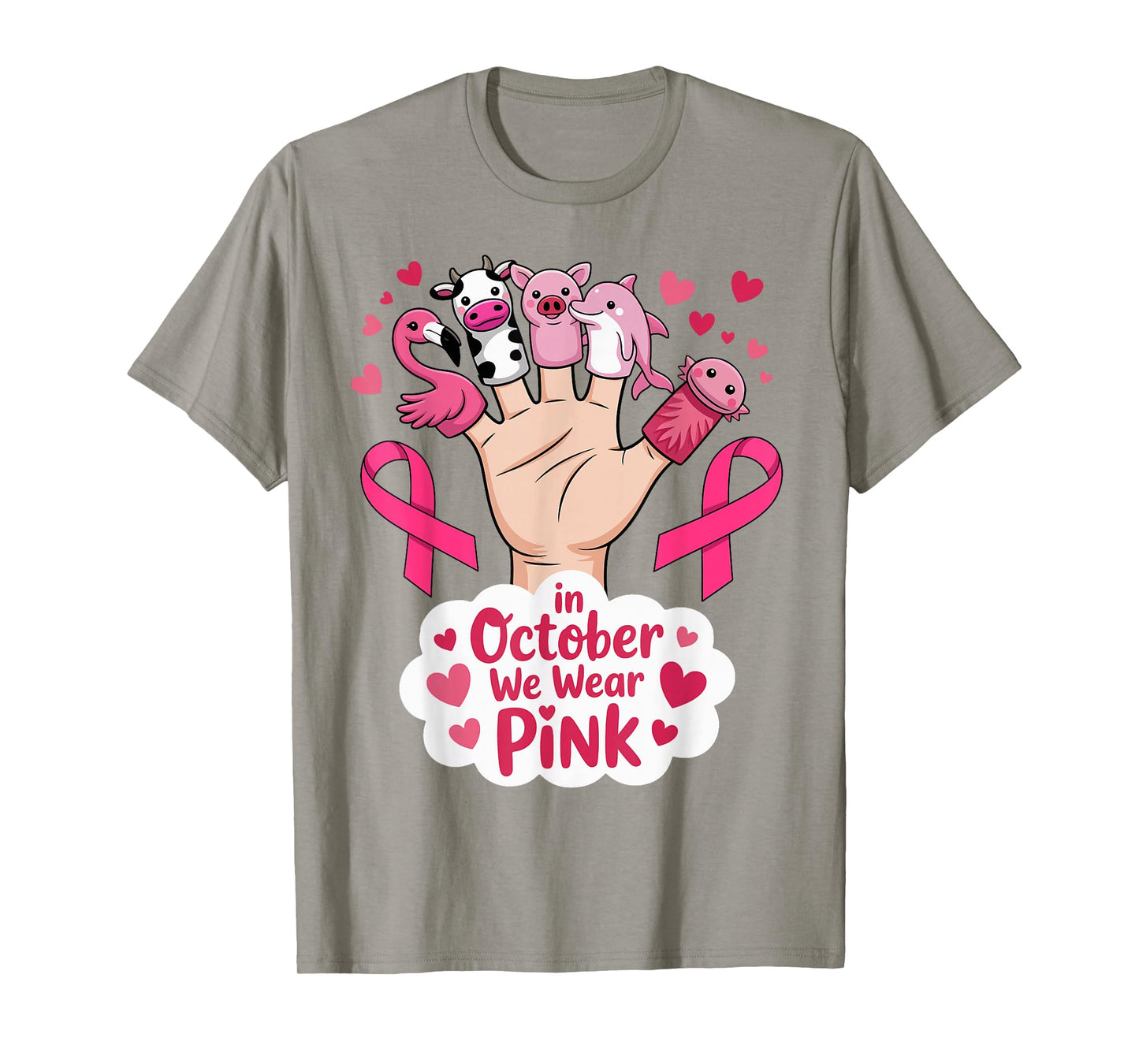 in October We Wear Pink Breast Cancer Awareness Month Kids T-Shirt