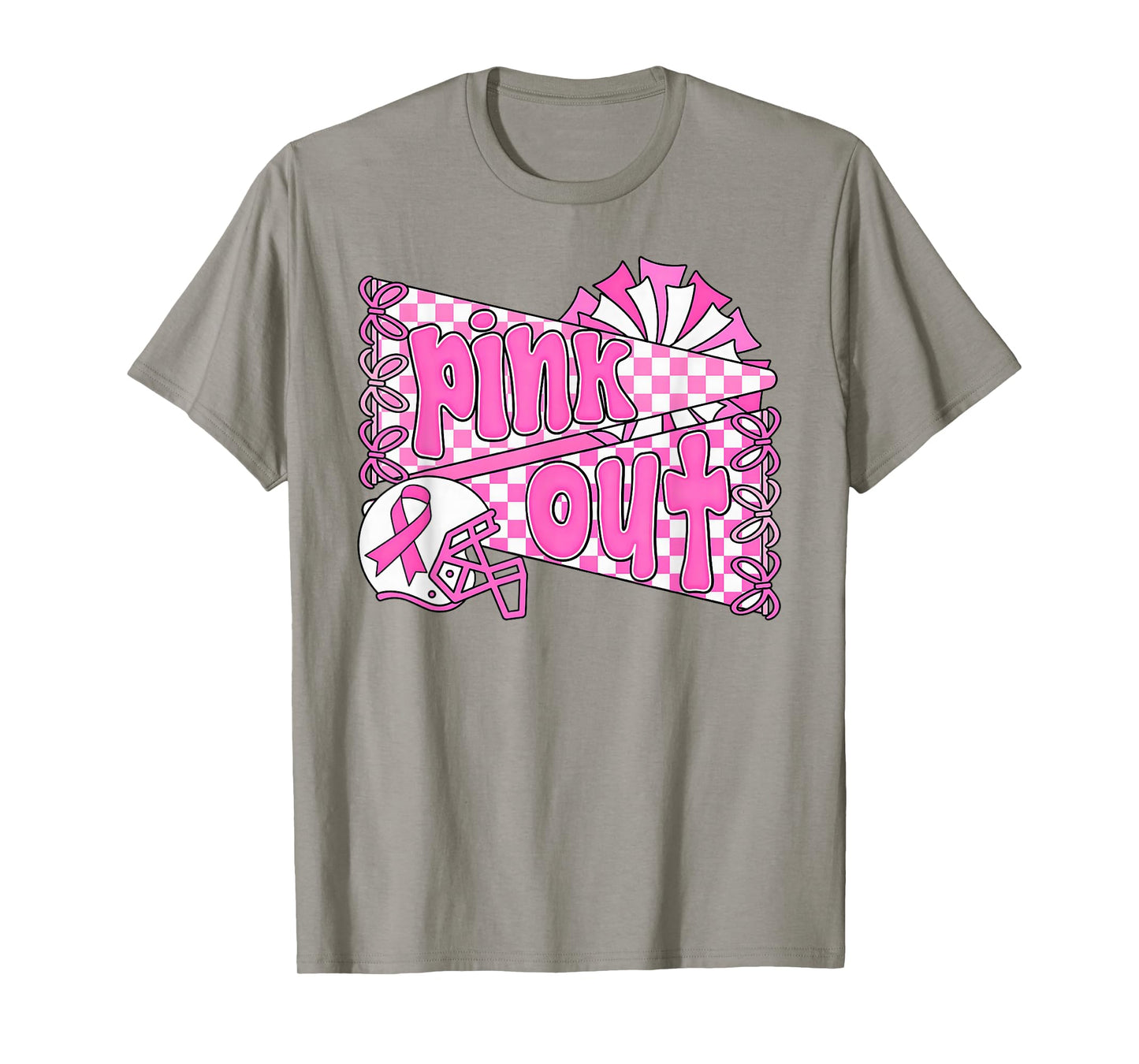 Cheer Pennants Pink Out Football Breast Cancer Awareness T-Shirt