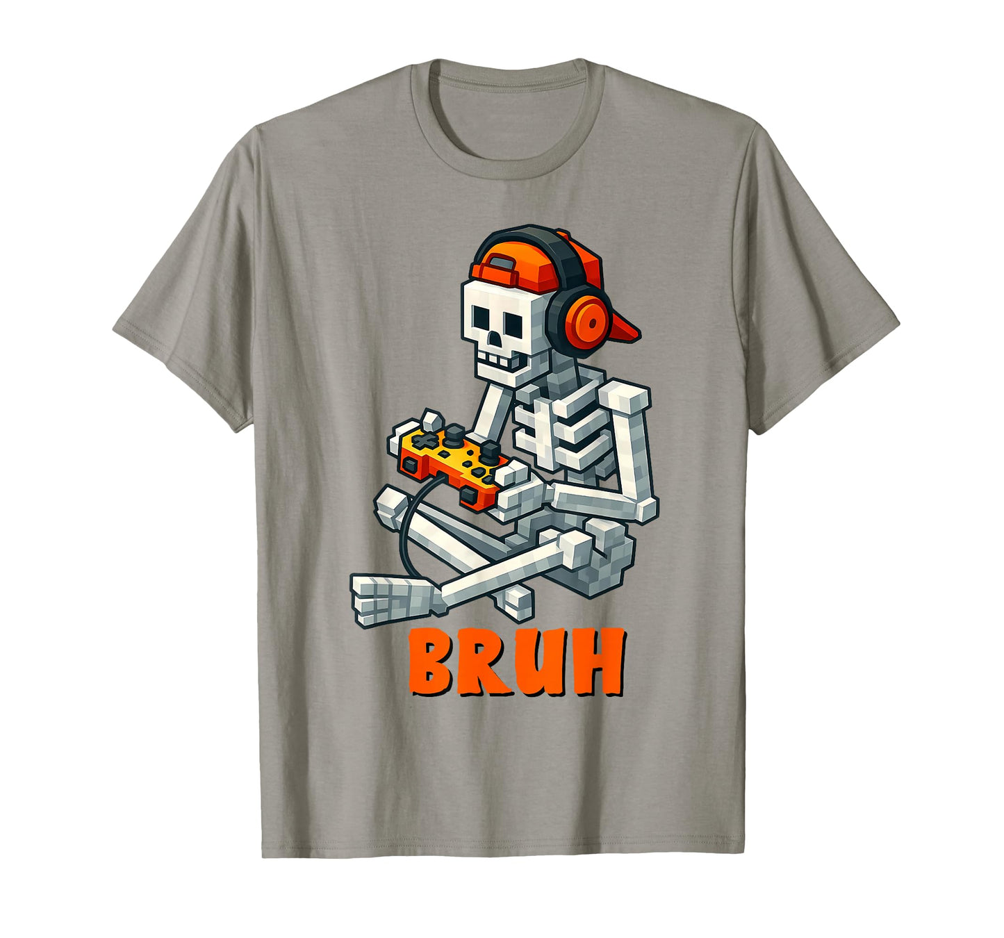 Bruh Skeleton Video Game Halloween Gaming Gamer Boys Men T-Shirt