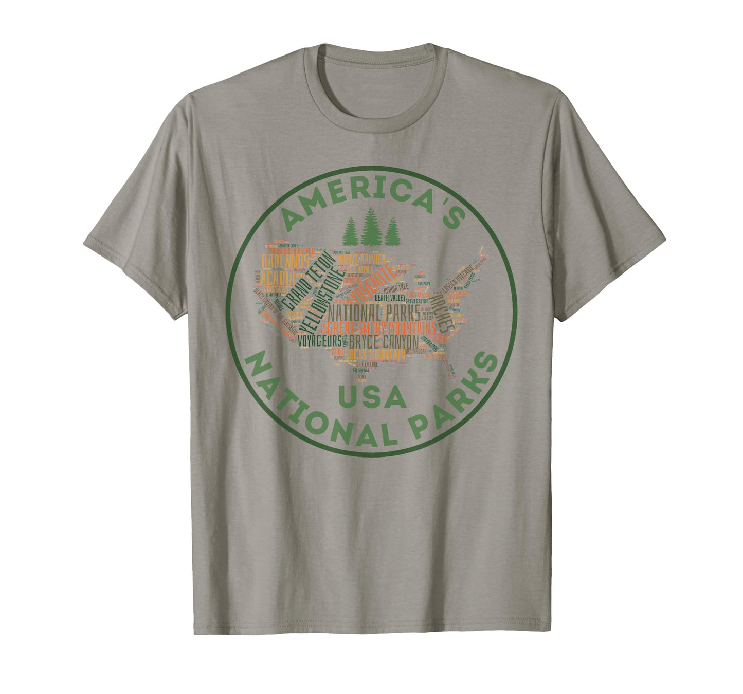 National Parks Map Hiking Travel Camping Outdoors Retro USA T-Shirt