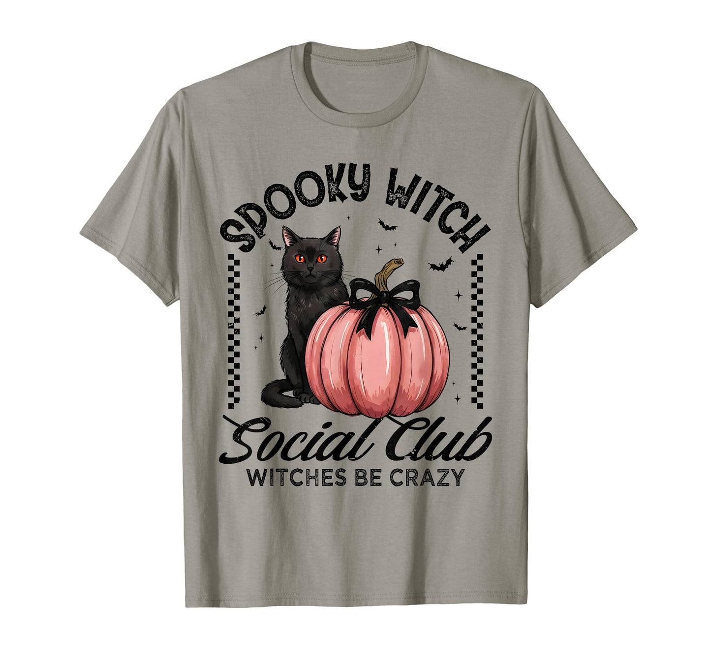 Spooky Witch Social Club Witches Be Crazy Halloween Cat T-Shirt