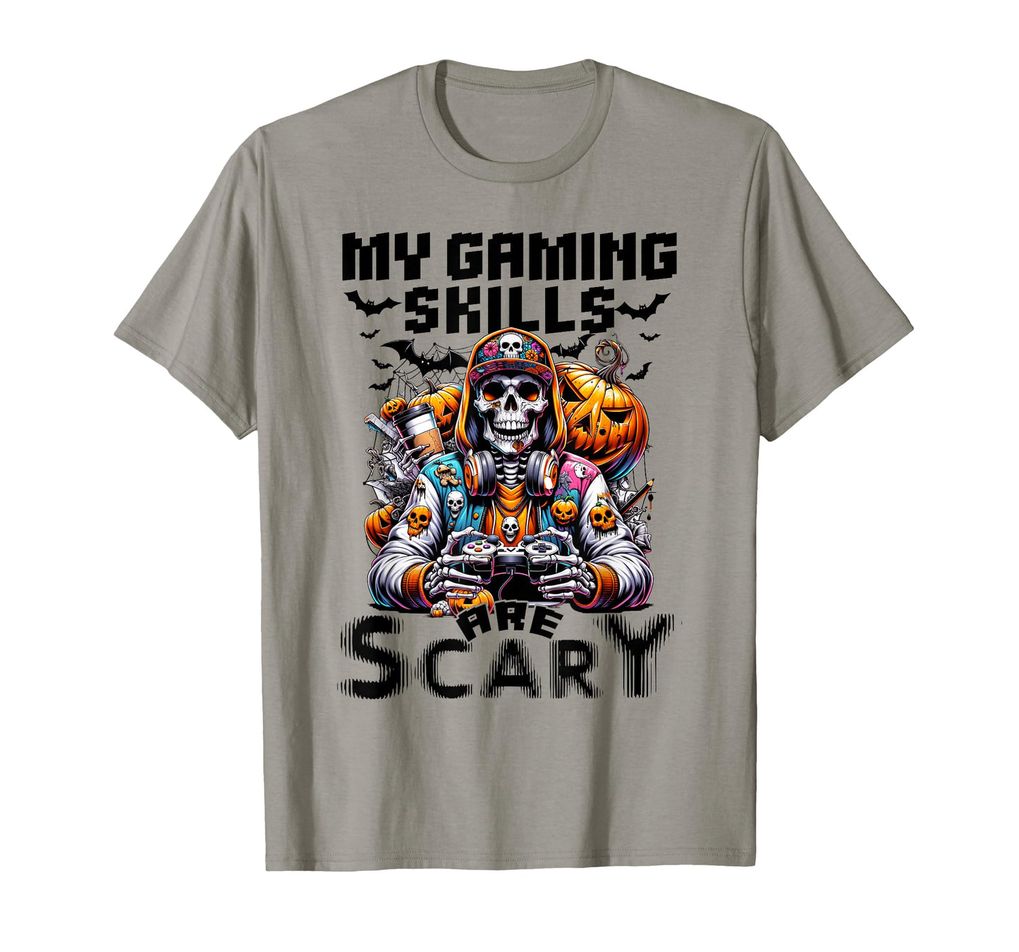 My Gaming Skills are Scary Halloween Gamer Boys Kids T-Shirt