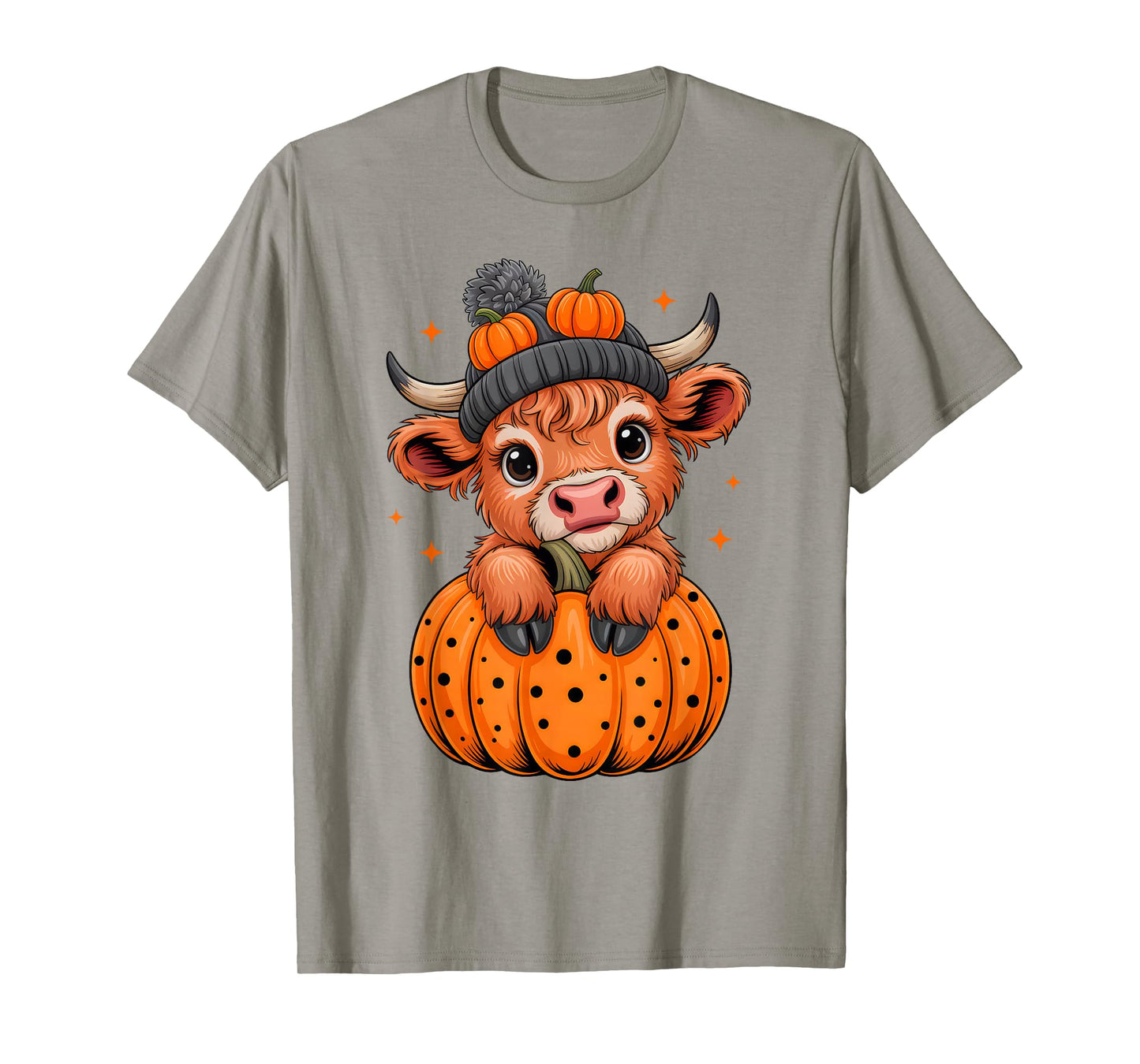 Highland Cow Pumpkin Autumn Halloween Costume Men Women Kids T-Shirt