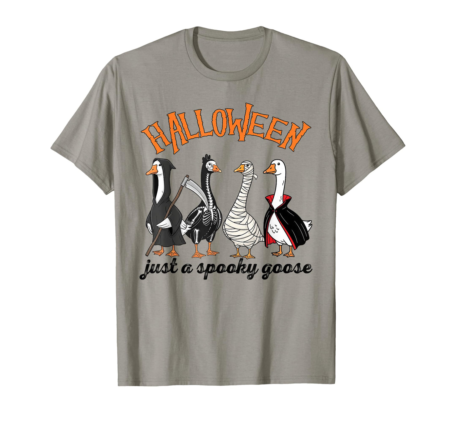 Halloween Just A Spooky Goose, Skeleton Grim Reaper Goose T-Shirt