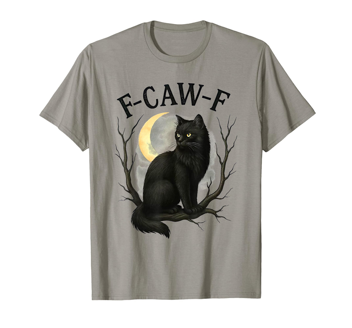 F Caw F Black Cat and Moon Halloween T-Shirt