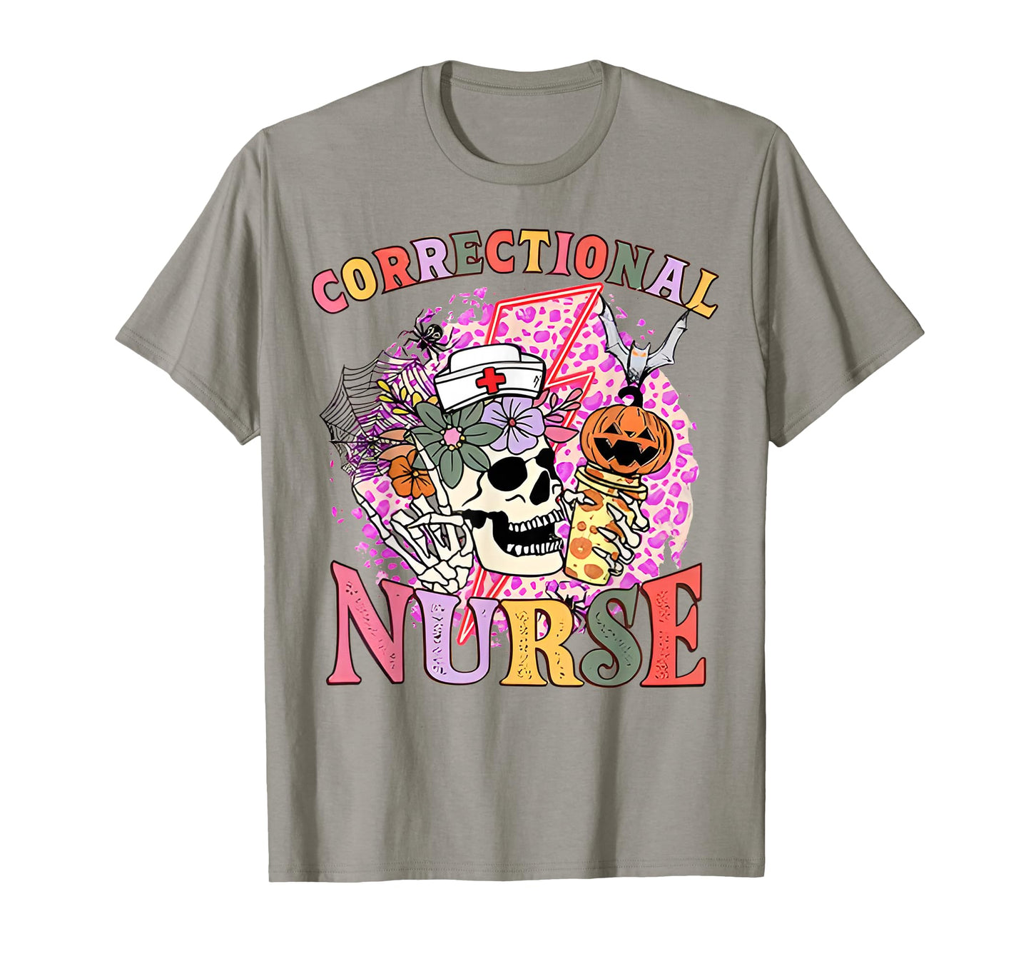 Skull Correctional Nurse Halloween Skeleton RN Nurse Funny T-Shirt