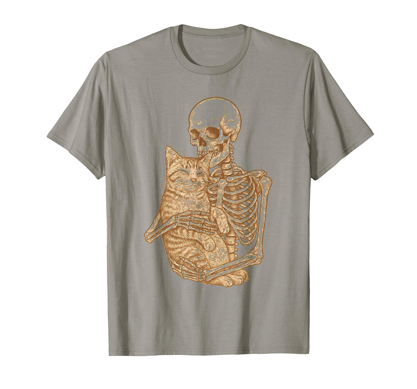 Skeleton Hugging Domestic Shorthair Cat T-Shirt