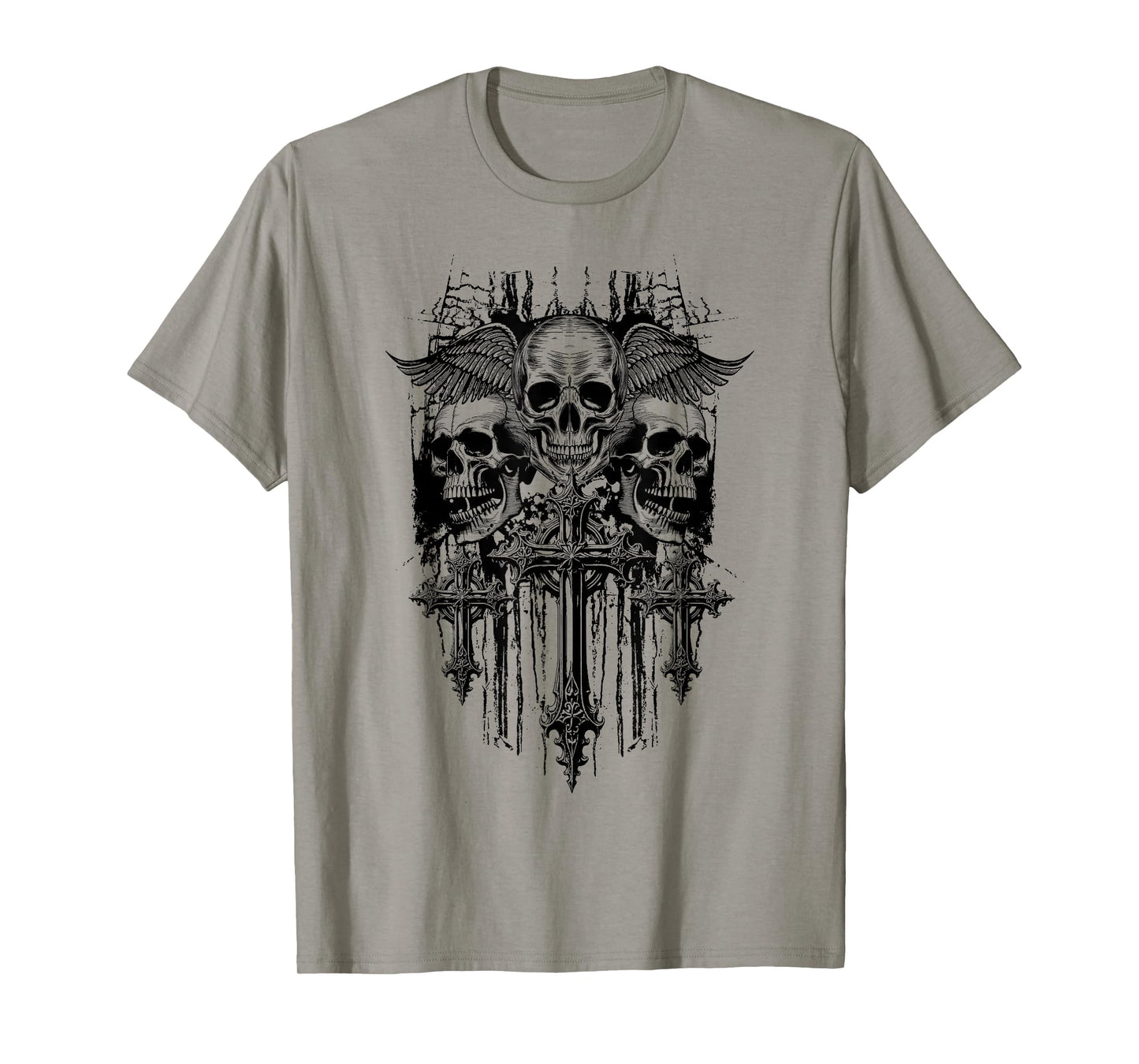Skull Cross Wings Goth Alt Grunge Gothic Emo Aesthetic Y2K T-Shirt