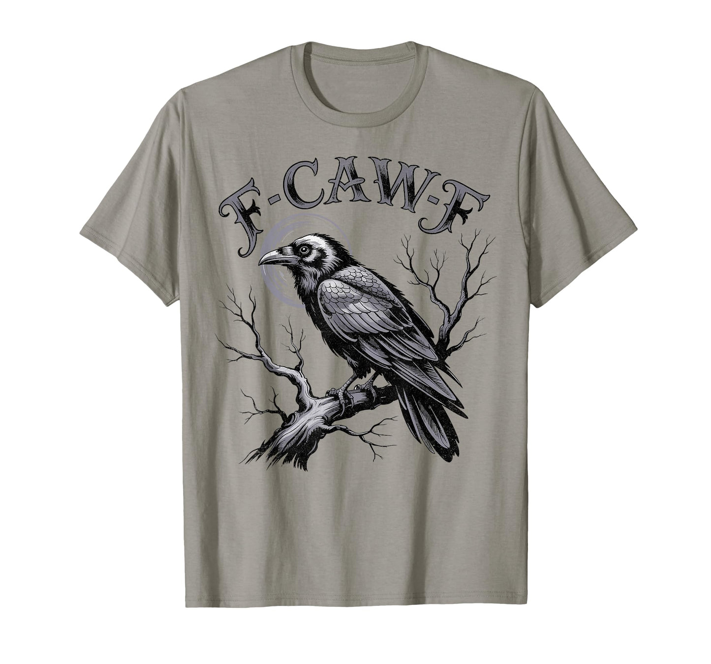 Funny F Caw F Raven Moon Gothic Graphic Halloween Crow Pun T-Shirt
