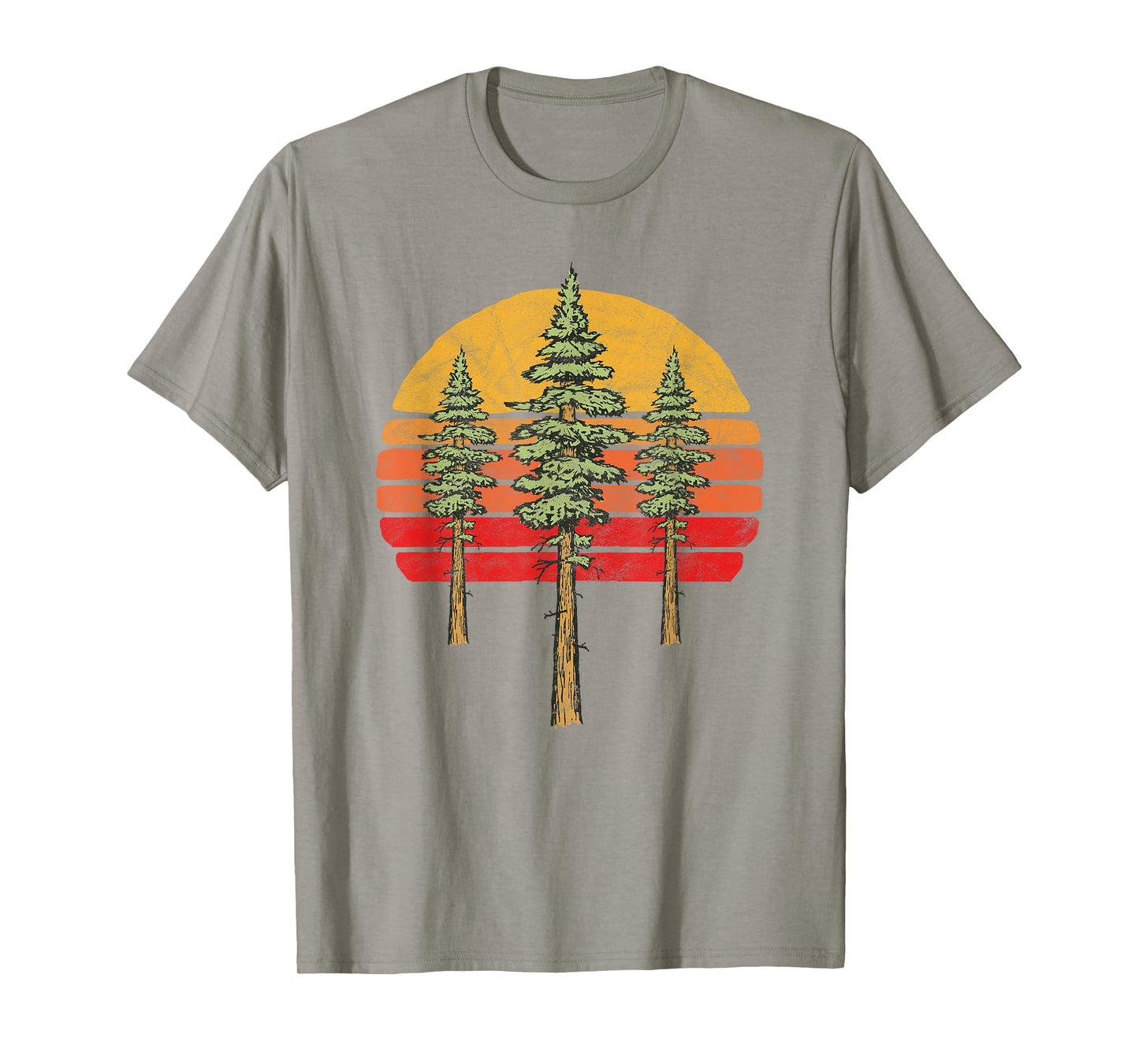 Retro Sun & Three Minimalist Redwood Trees Graphic T-Shirt