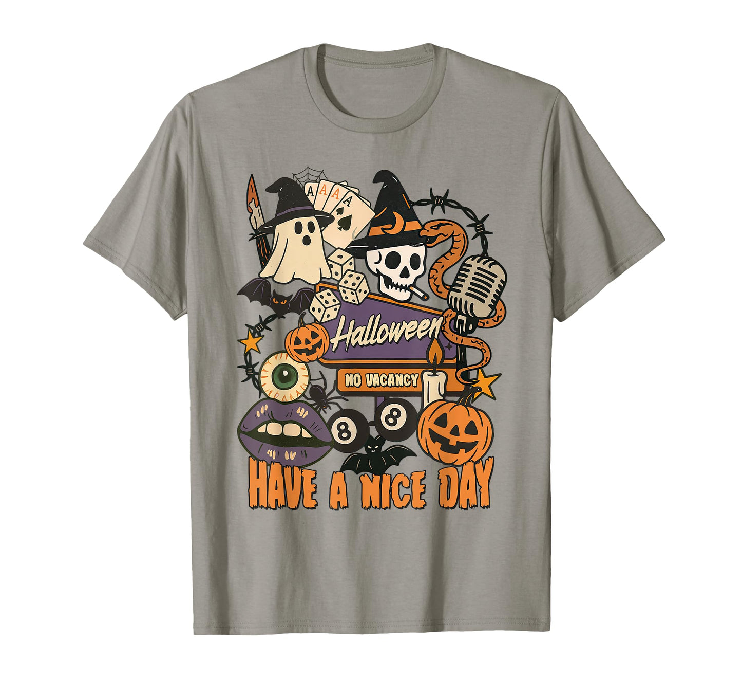Halloween Vibes Spooky Season Skeleton Motel Have A Nice Day T-Shirt