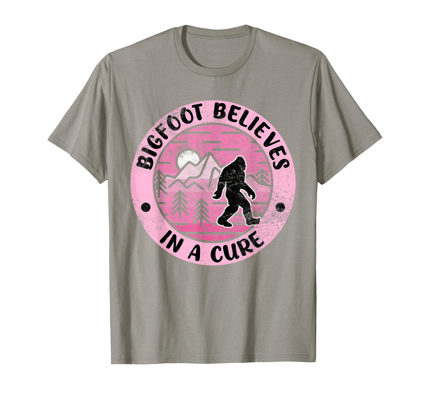 Sasquatch Pink Ribbon Bigfoot Womens Breast Cancer Awareness T-Shirt