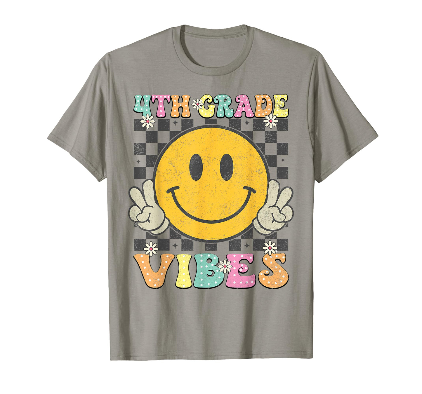 Girls 4th Grade Vibes Smile Face Back to School Fourth grade T-Shirt