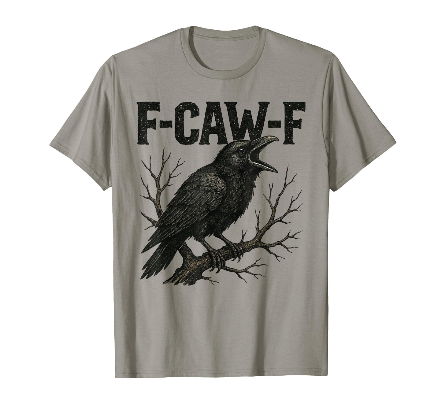 Black Crow, F-Caw-F Funny Black Bird Moon Gothic Adult Humor T-Shirt