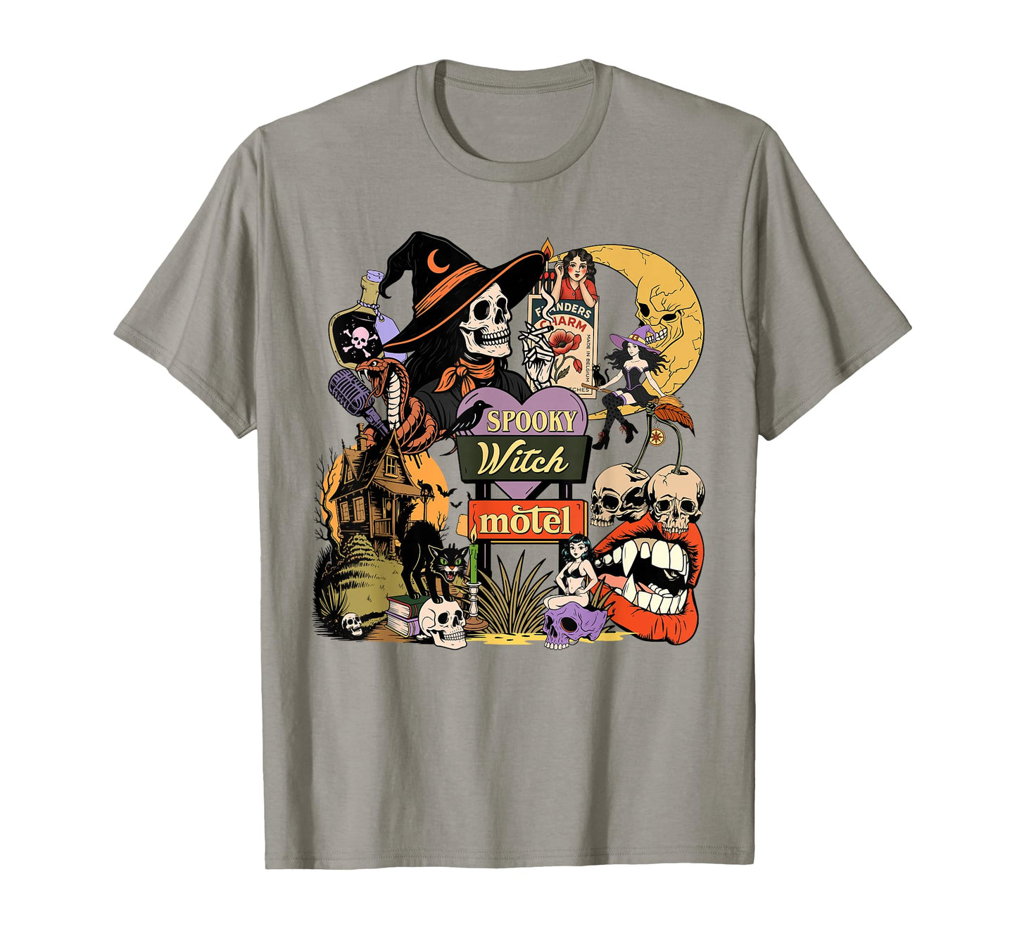 Spooky Witch Motel, Funny Skeleton Witchy Halloween Costume T-Shirt