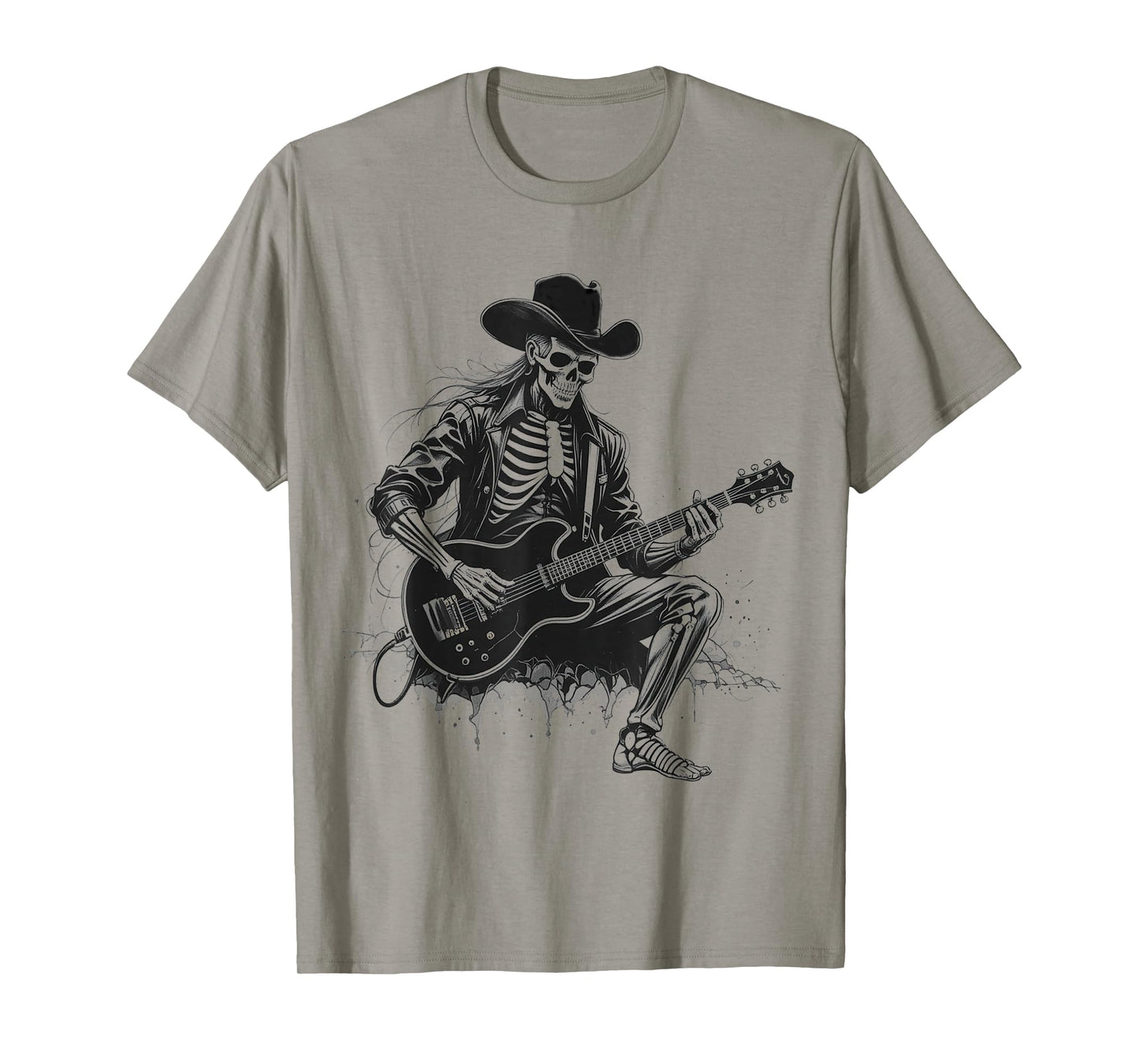 Skeleton Playing Electric Guitar for Halloween Men Women T-Shirt