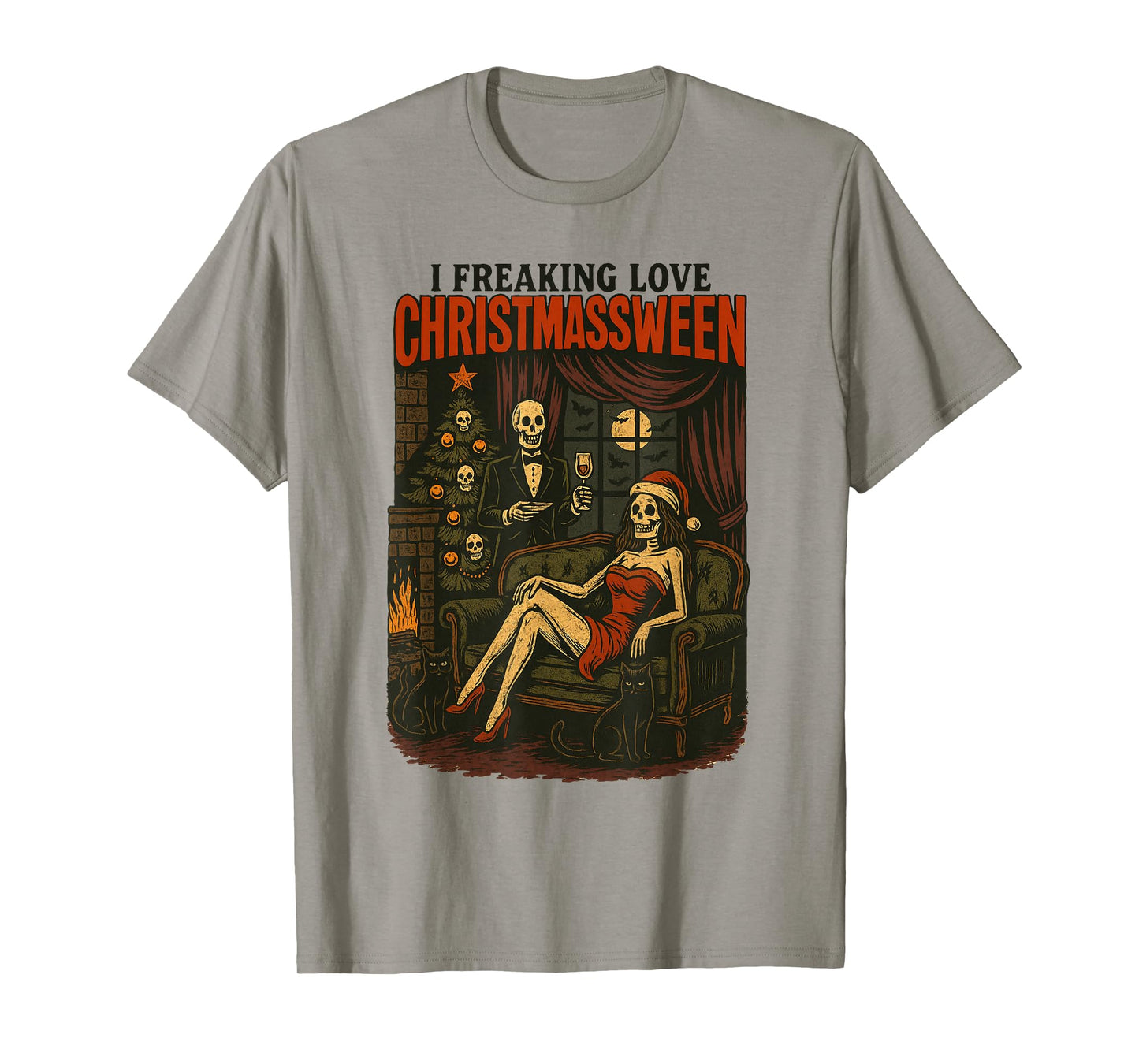 Christmasween Skeleton Holiday Halloween Horror Men Women T-Shirt