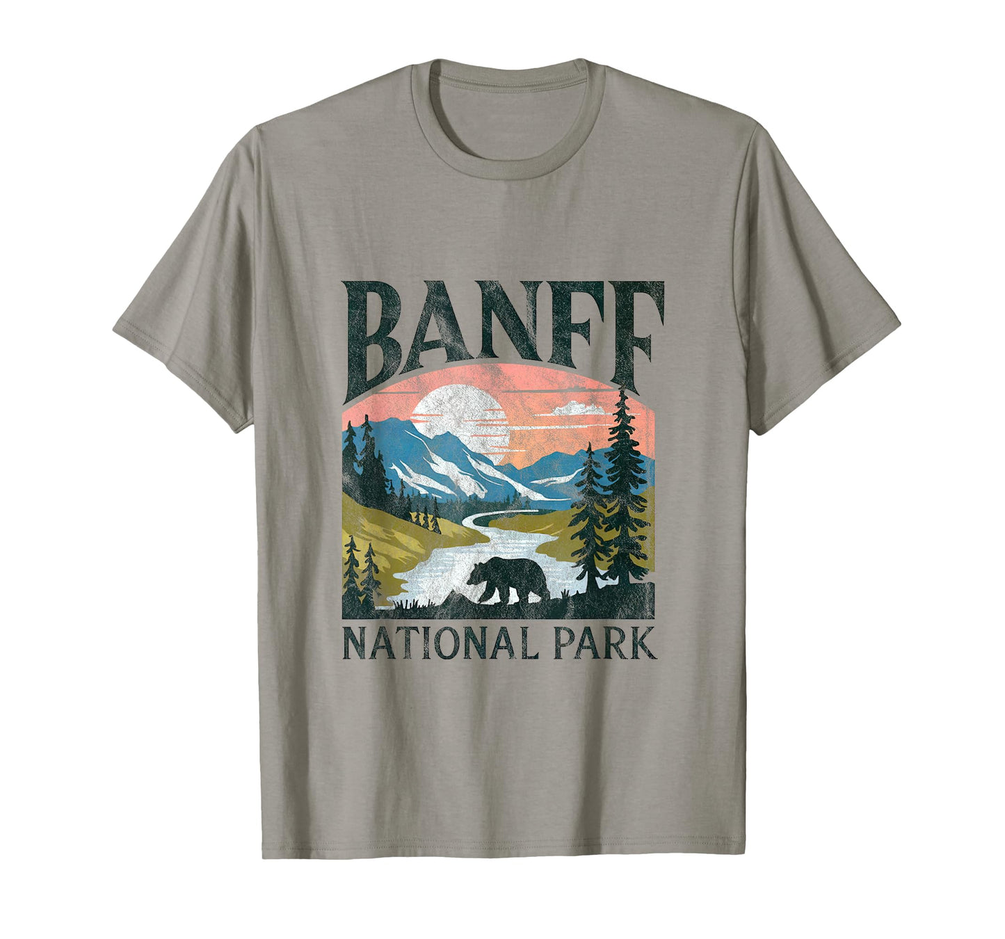 Banff National Park Bear Nature Sunset Canada Retro T-Shirt