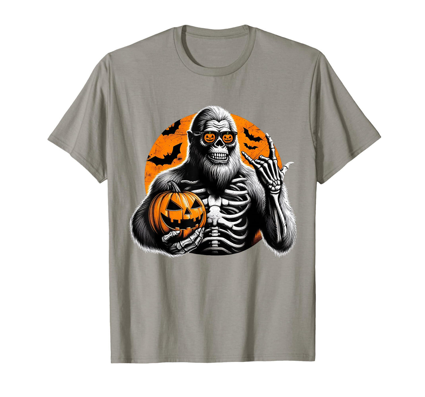 Funny Sasquatch Bigfoot Skeleton Halloween Boys Mens Spooky T-Shirt