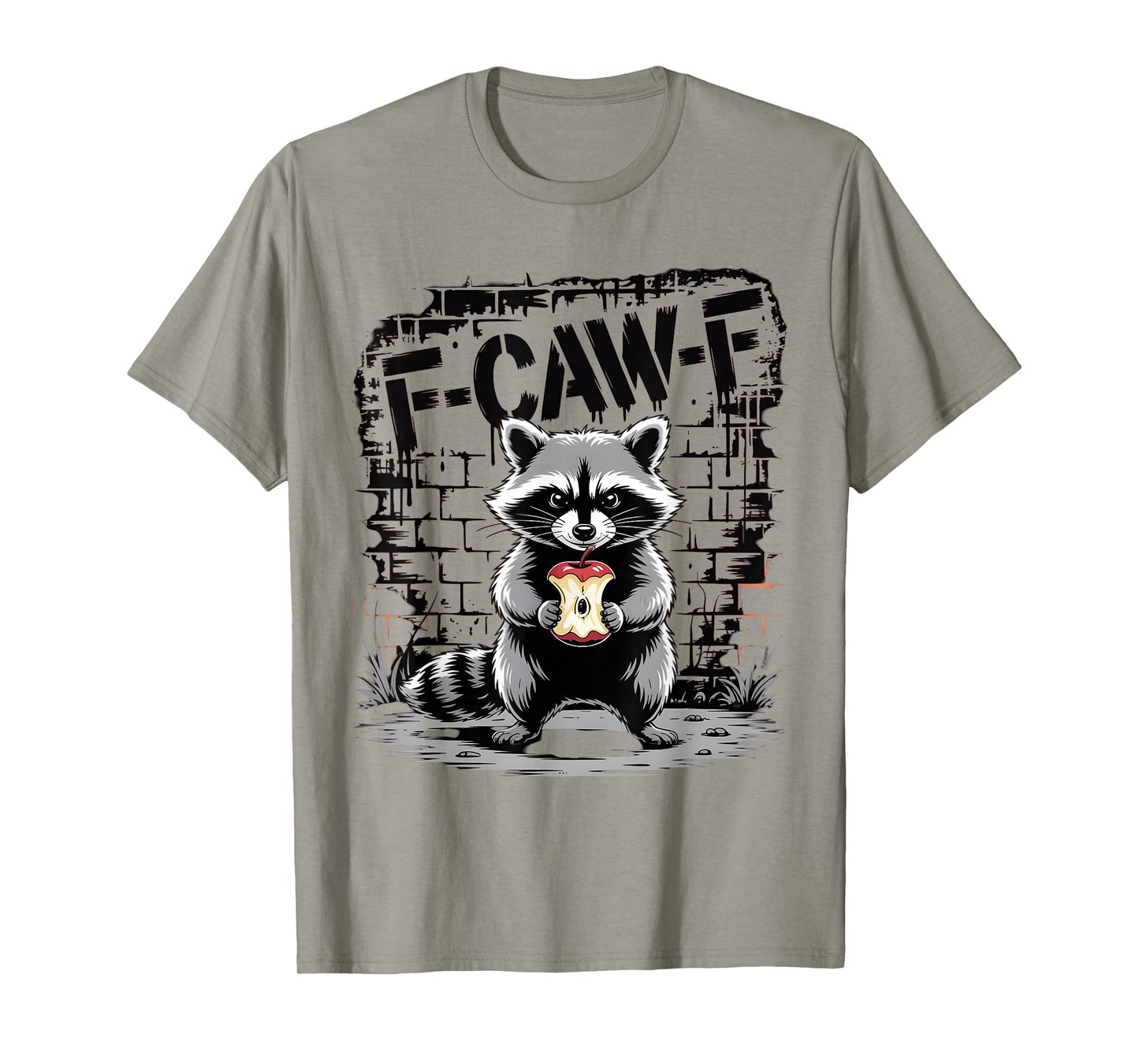 Witty Raccoon with F-Caw-F Graffiti T-Shirt