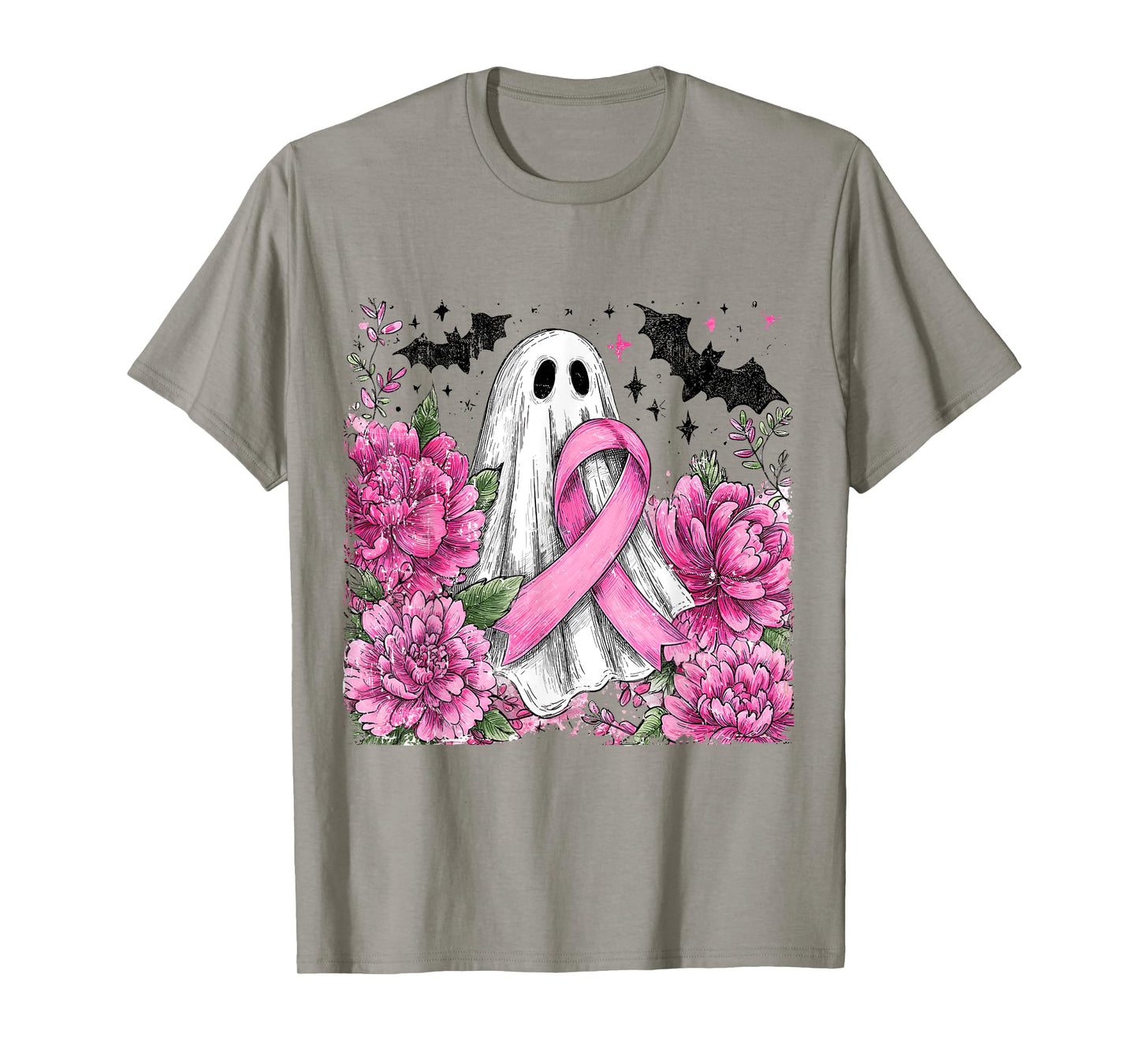 Patchwork Coquette Bow Breast Cancer Ghost Halloween Denim T-Shirt