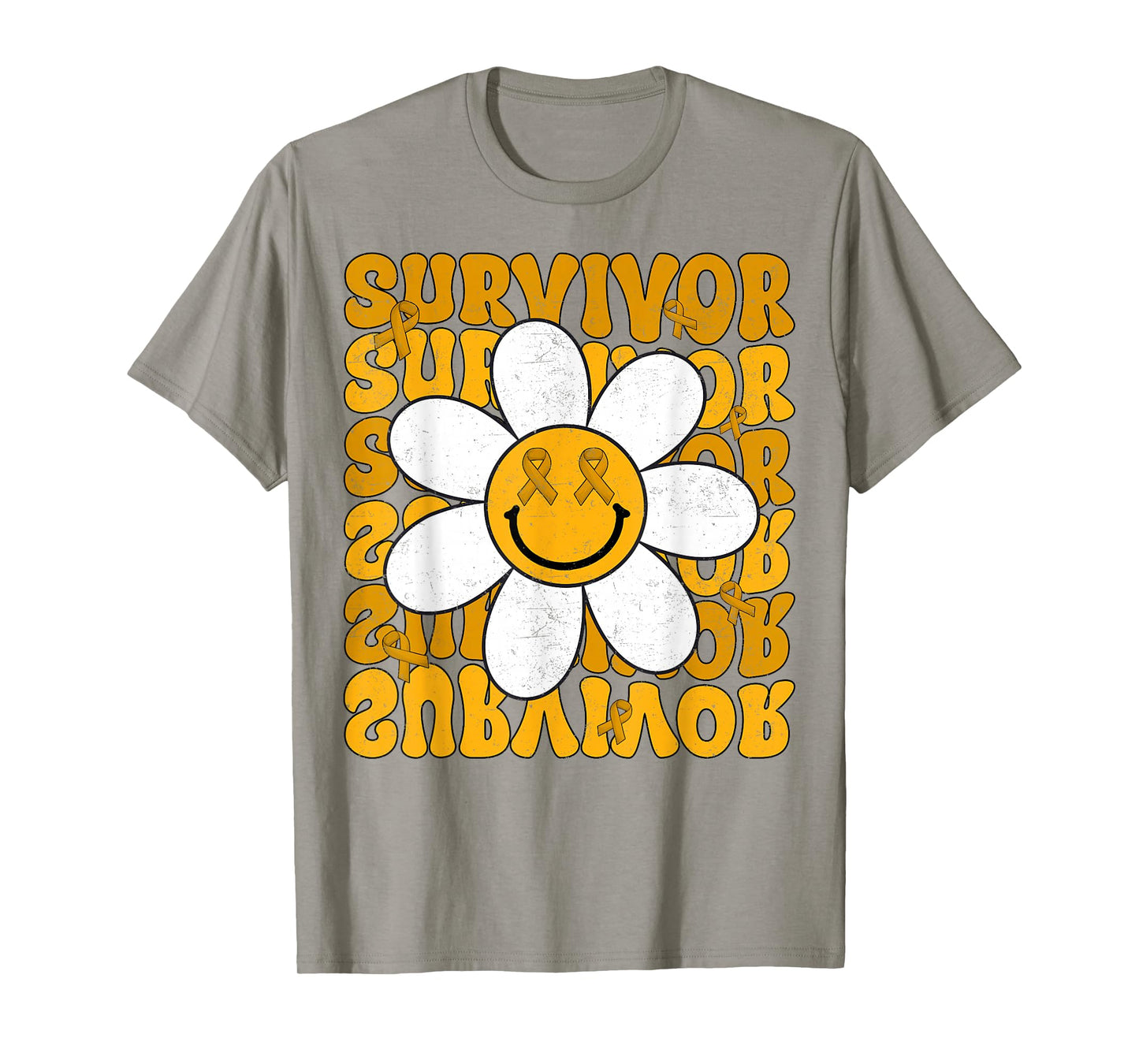 Retro Groovy Childhood Cancer Awareness Month Survivor Kids T-Shirt