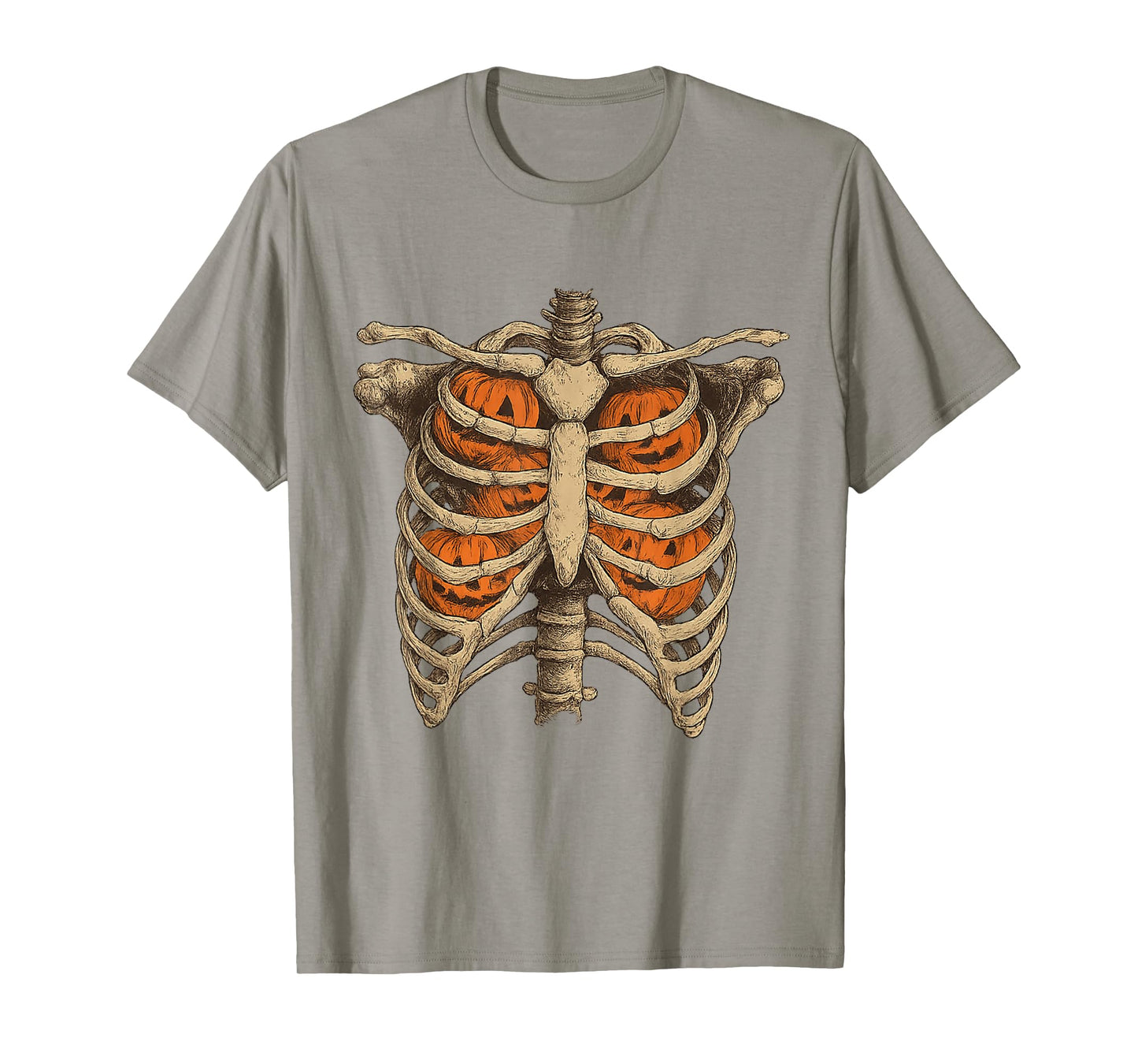 Funny Pumpkin Skeleton Rib Cage Halloween Costume Skeleton T-Shirt