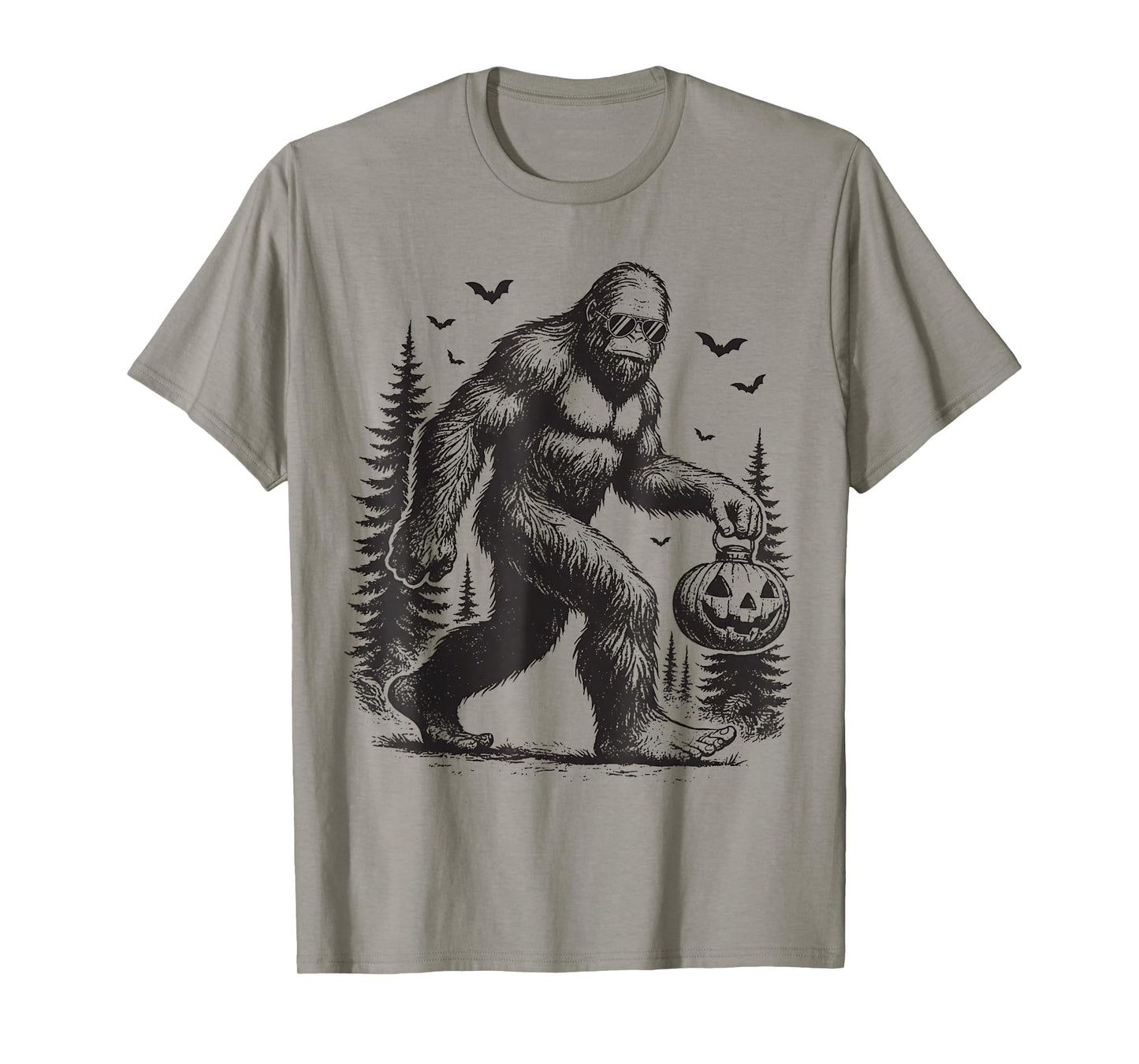 Spooky Halloween Bigfoot Sunglasses Pumpkin Men Women T-Shirt