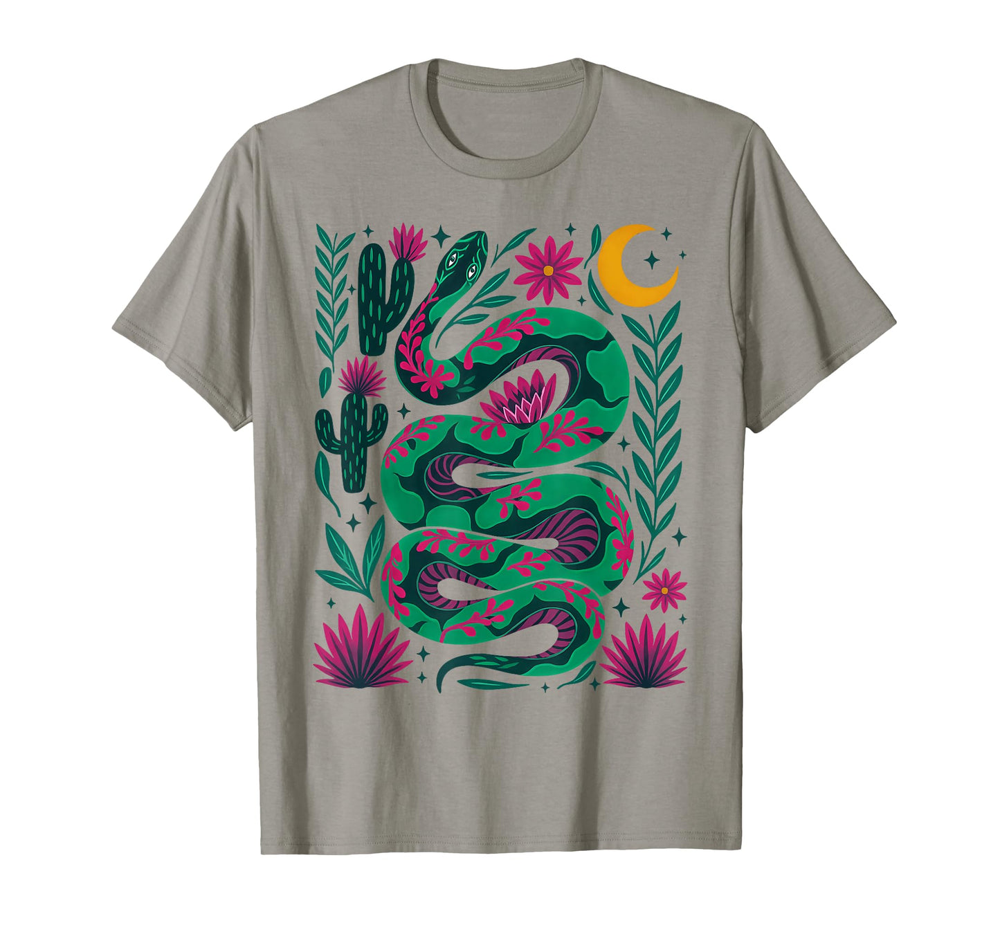 Boho Snake Cactus Floral Desert Western Vibes Preppy Cowgirl T-Shirt
