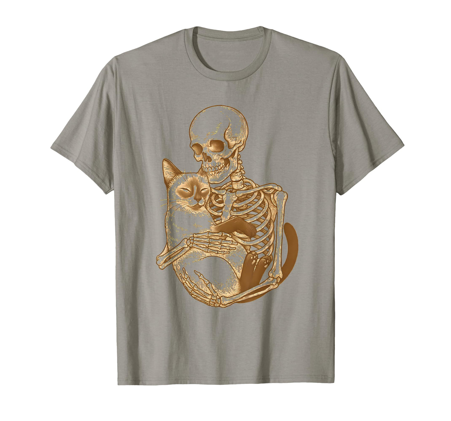 Skeleton Hugging Siamese Cat T-Shirt
