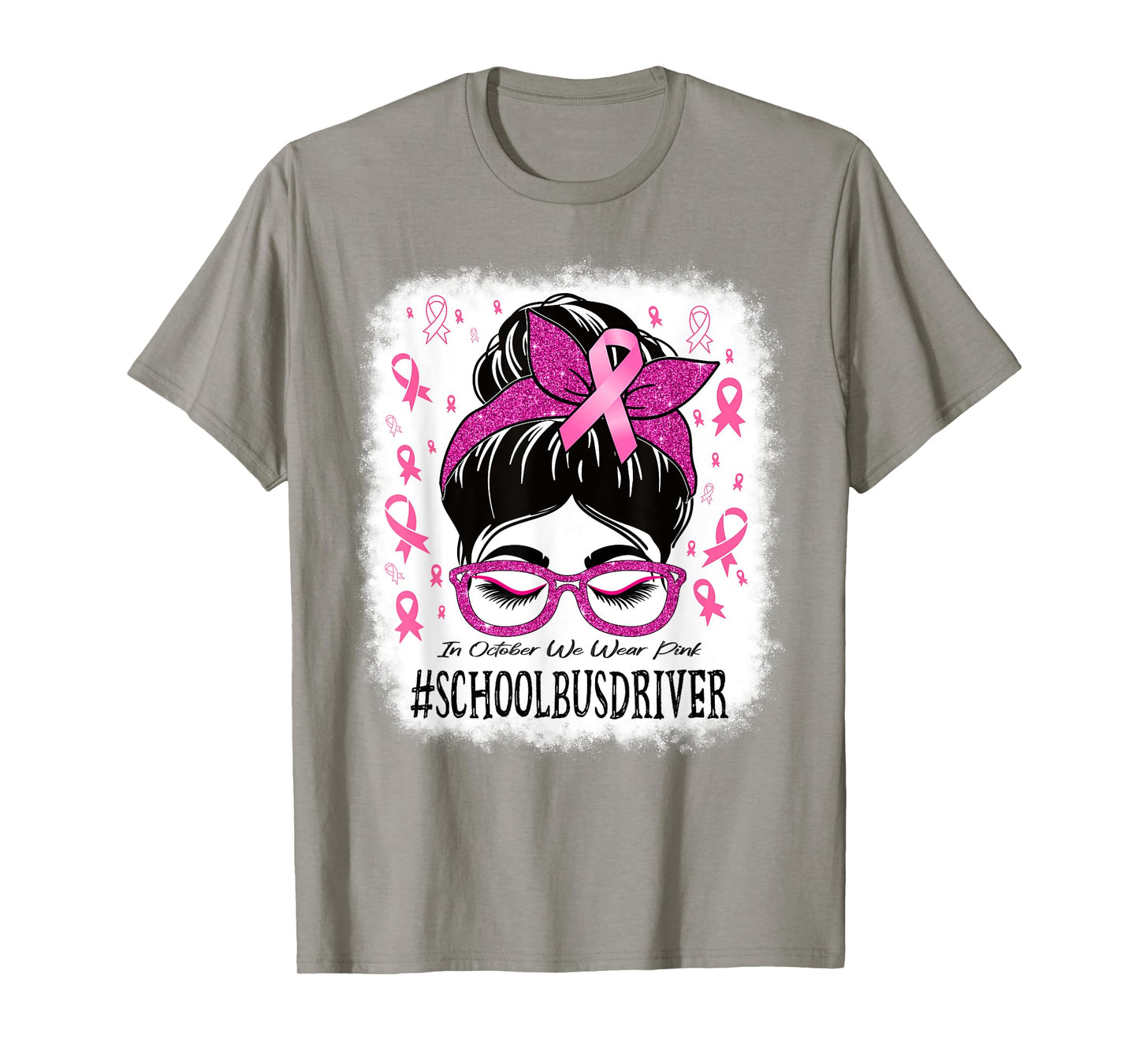 School Bus Driver In October We Wear Pink Cancer Awareness T-Shirt