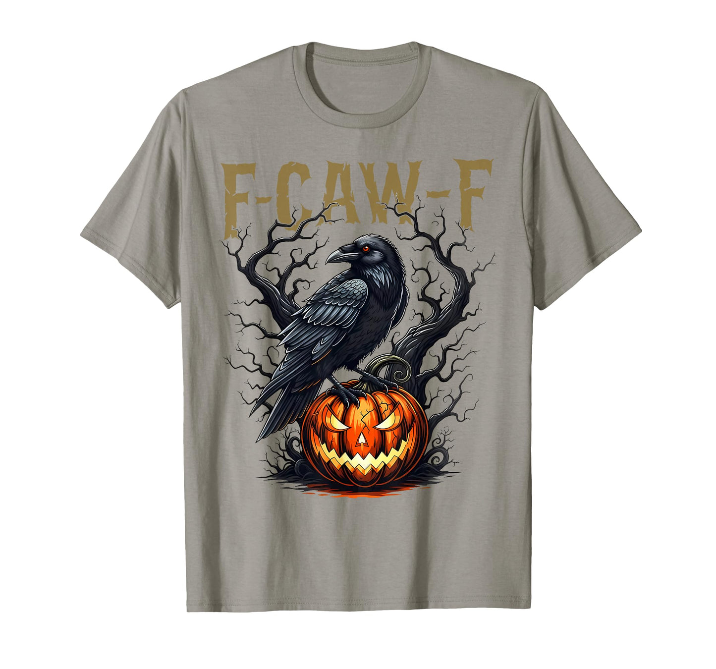 Funny F Caw F Raven Bird Cawing Graphic Halloween Crow Pun T-Shirt