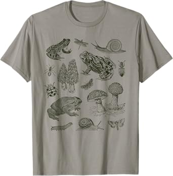Frog Mushroom 90s Vintage Dark Academia Aesthetic Biology T-Shirt