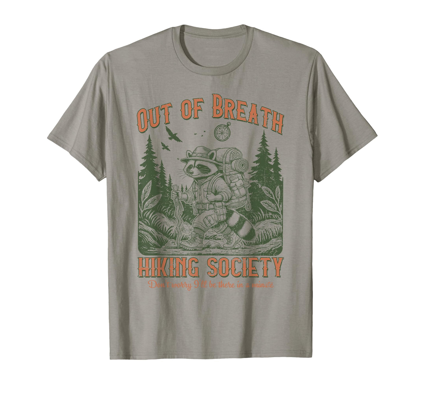 Funny Hiking Raccoon Out of Breath Joke T-Shirt