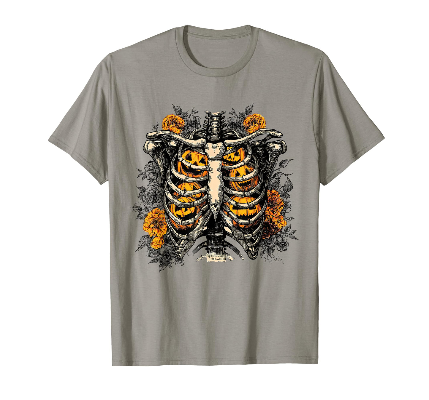 Skeleton Rib Cage Pumpkin Halloween Anatomy Horror Nights T-Shirt