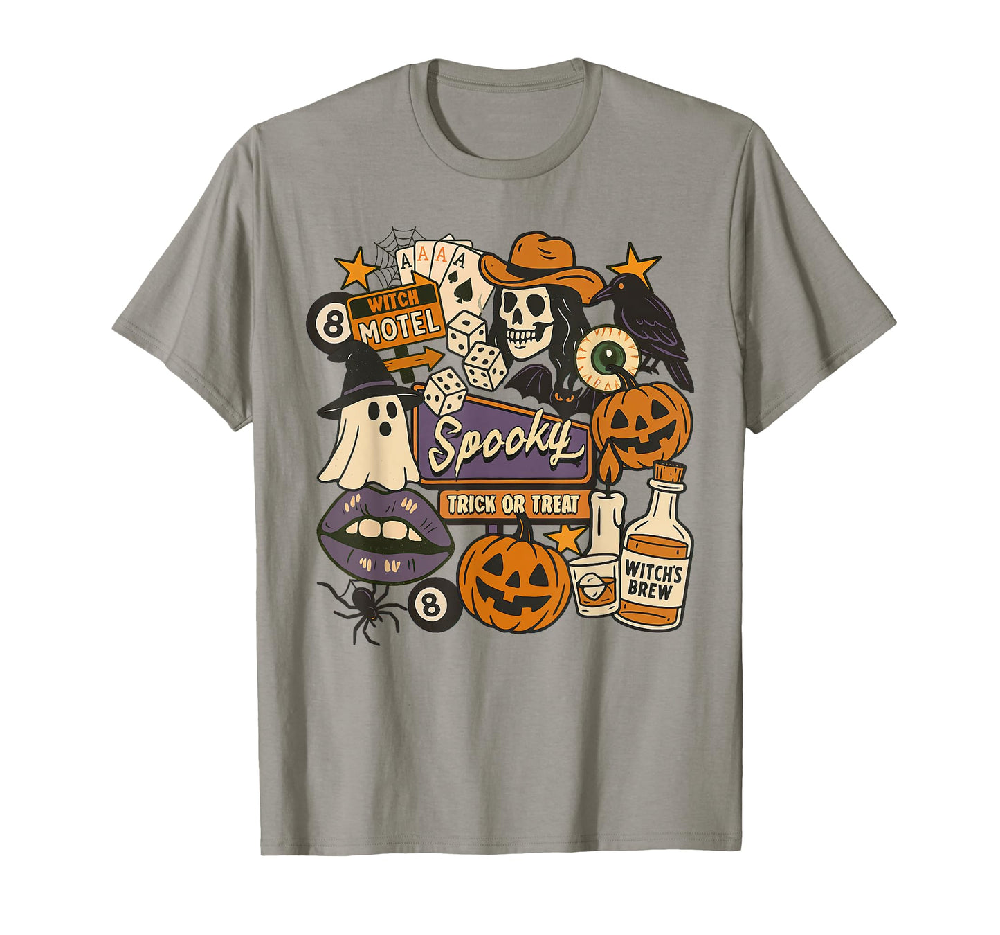 Halloween Vibes Spooky Season Witch Motel Skeleton Horror T-Shirt
