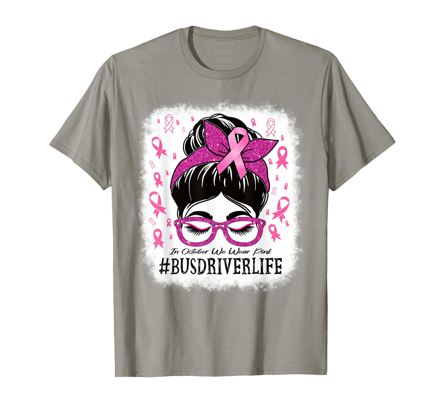 Bus Driver In October We Wear Pink Breast Cancer Awareness T-Shirt