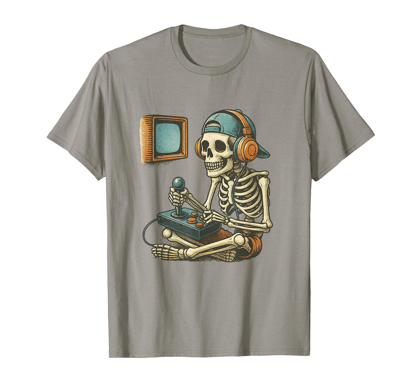 Skeleton Gamer Halloween Video Gaming Boys Men Kids Tee T-Shirt