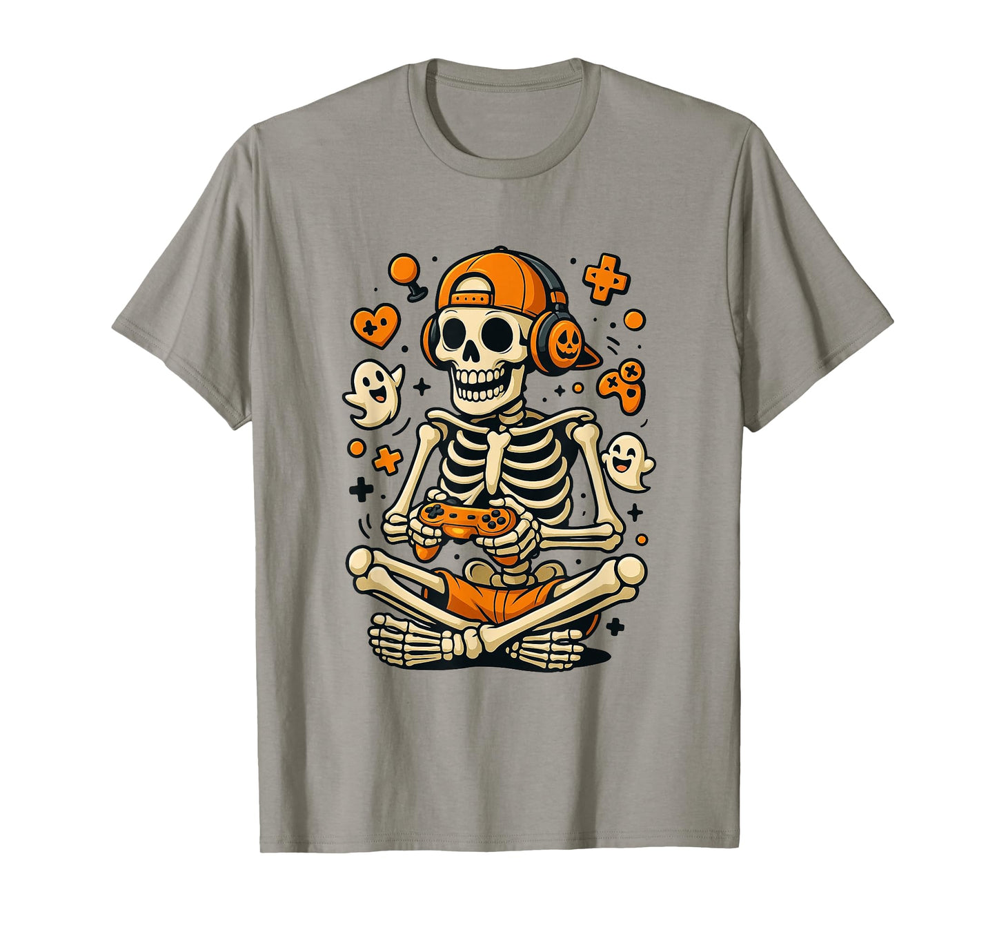 Funny Skeleton Gamer Halloween Video Game Costume Boys Men T-Shirt
