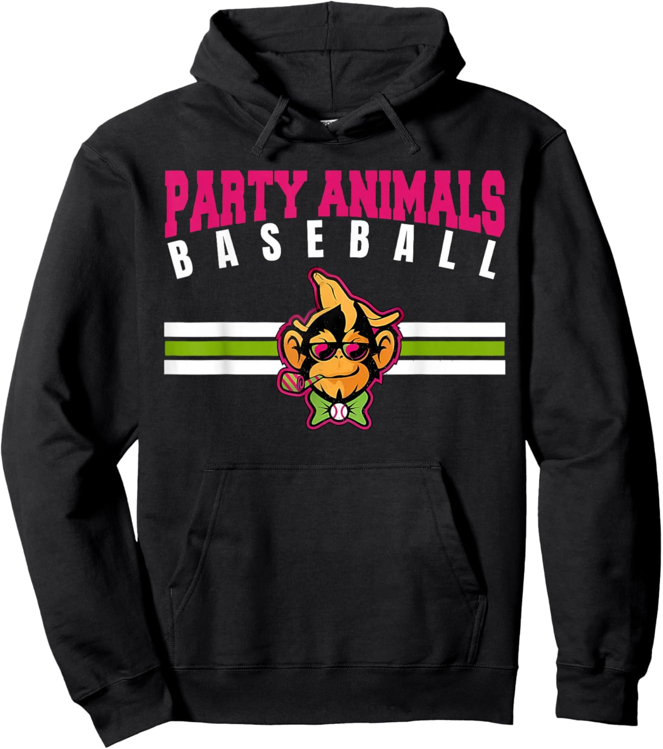 Party Animals Baseball Retro Monkey Sunglasses T-Shirt - Hoodie | Black