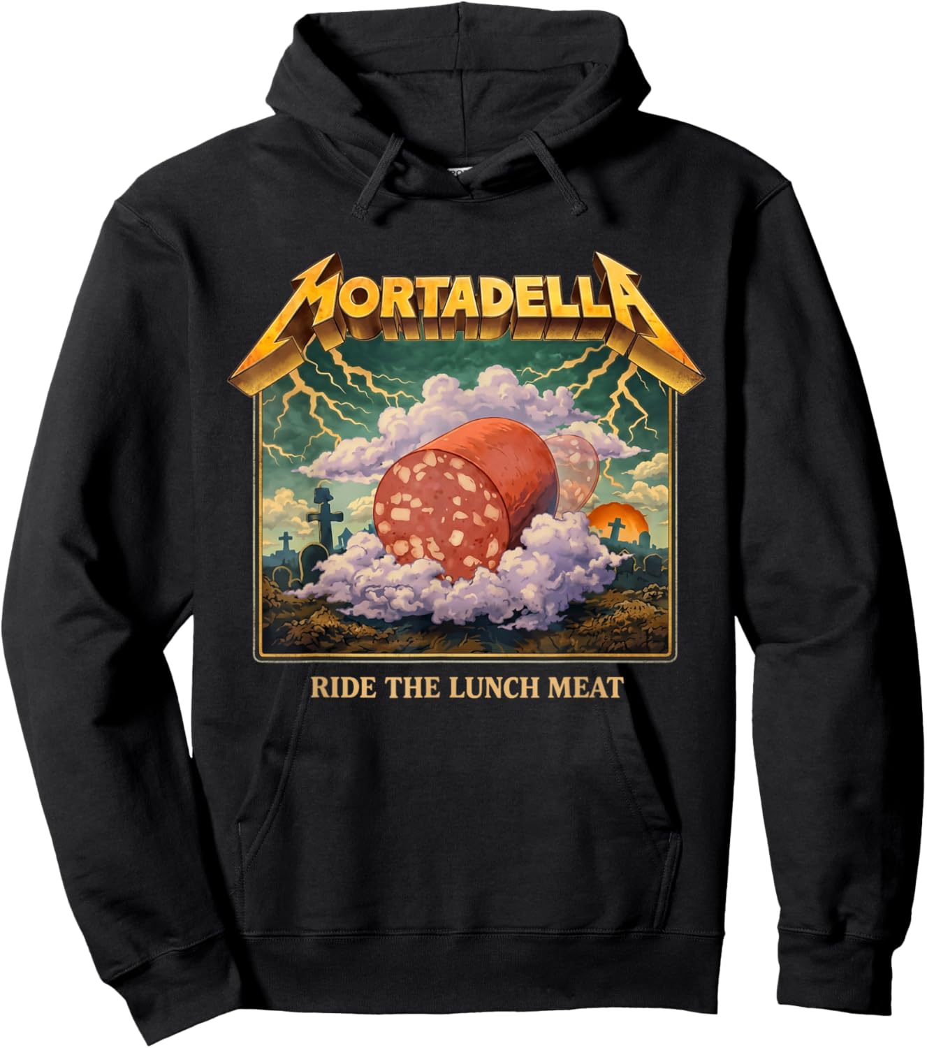 Mortadella Ride The Lunch Meat Italian Food Funny T-Shirt Hoodie - Hoodie | Black