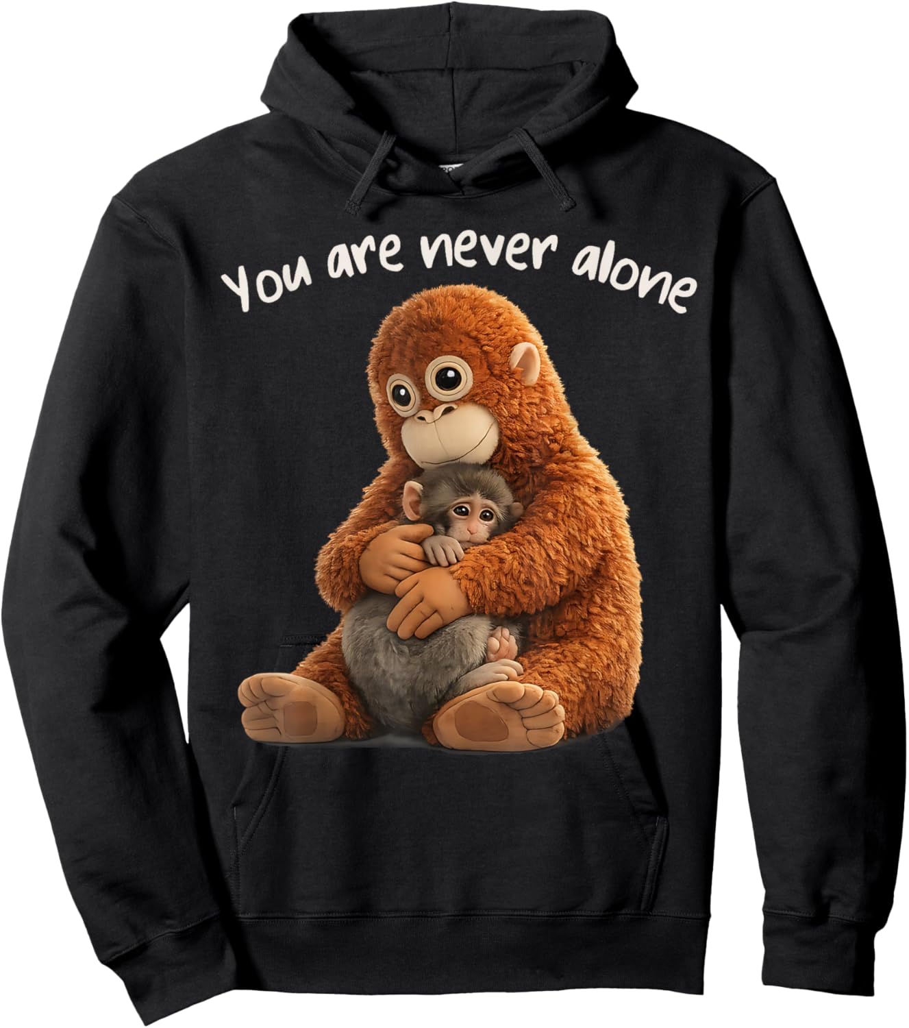 You are Never Alone Punch Monkey Animal Lover T-Shirt - Hoodie | Black