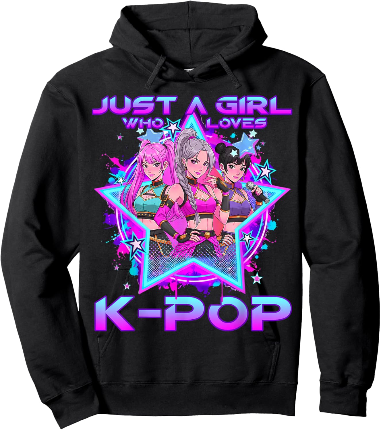 Just A Girl Who Loves K-pop Kids Girls K-pop Birthday Kpop T-Shirt - Hoodie | Black
