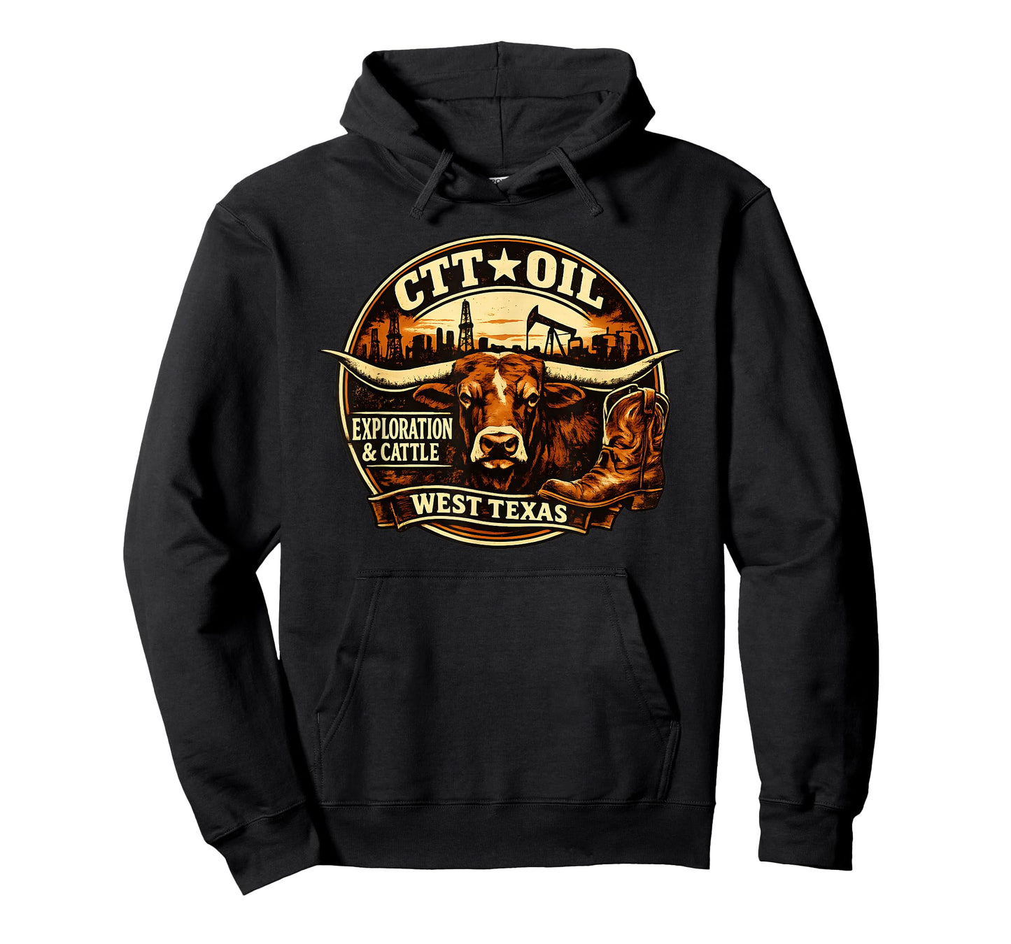CTT Oil Exploration & Cattle Company Texas T-Shirt - Hoodie | Black