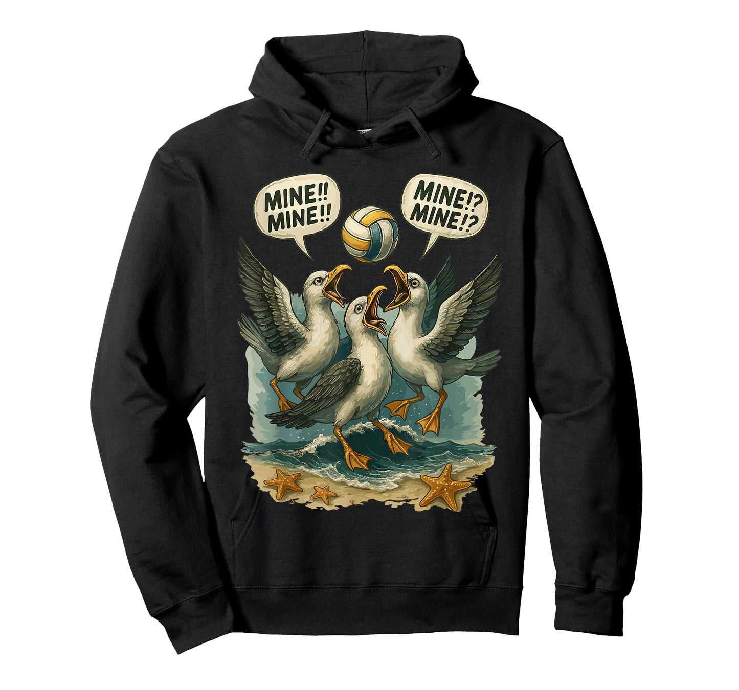 Volleyball Costume for Girls Women, Volleyball Seagull Mine T-Shirt - Hoodie | Black