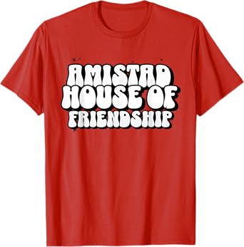 AMISTAD House Of Friendship Red Retro Groovy Social AMISTAD T-Shirt