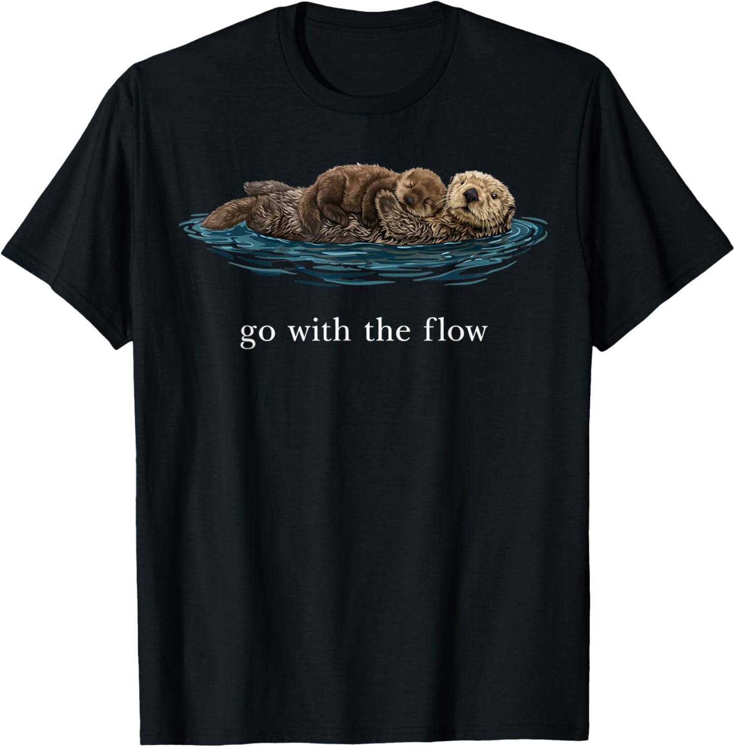 Go with The Flow Sea Otter T-Shirt - T-Shirt | Black